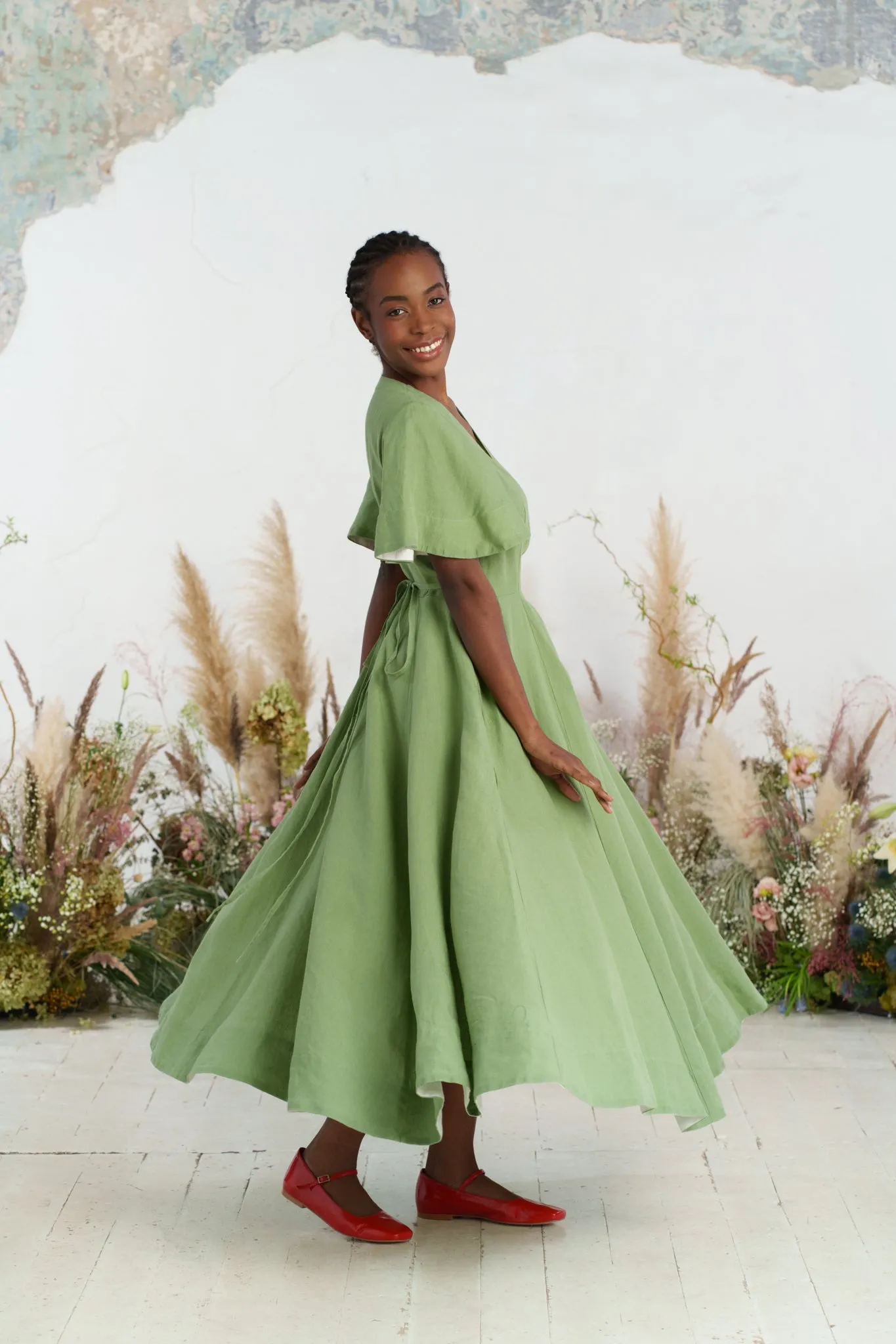 Maxi Wrap Dress, Butterfly Sleeve sold by Son de Flor product image thumbnail 5