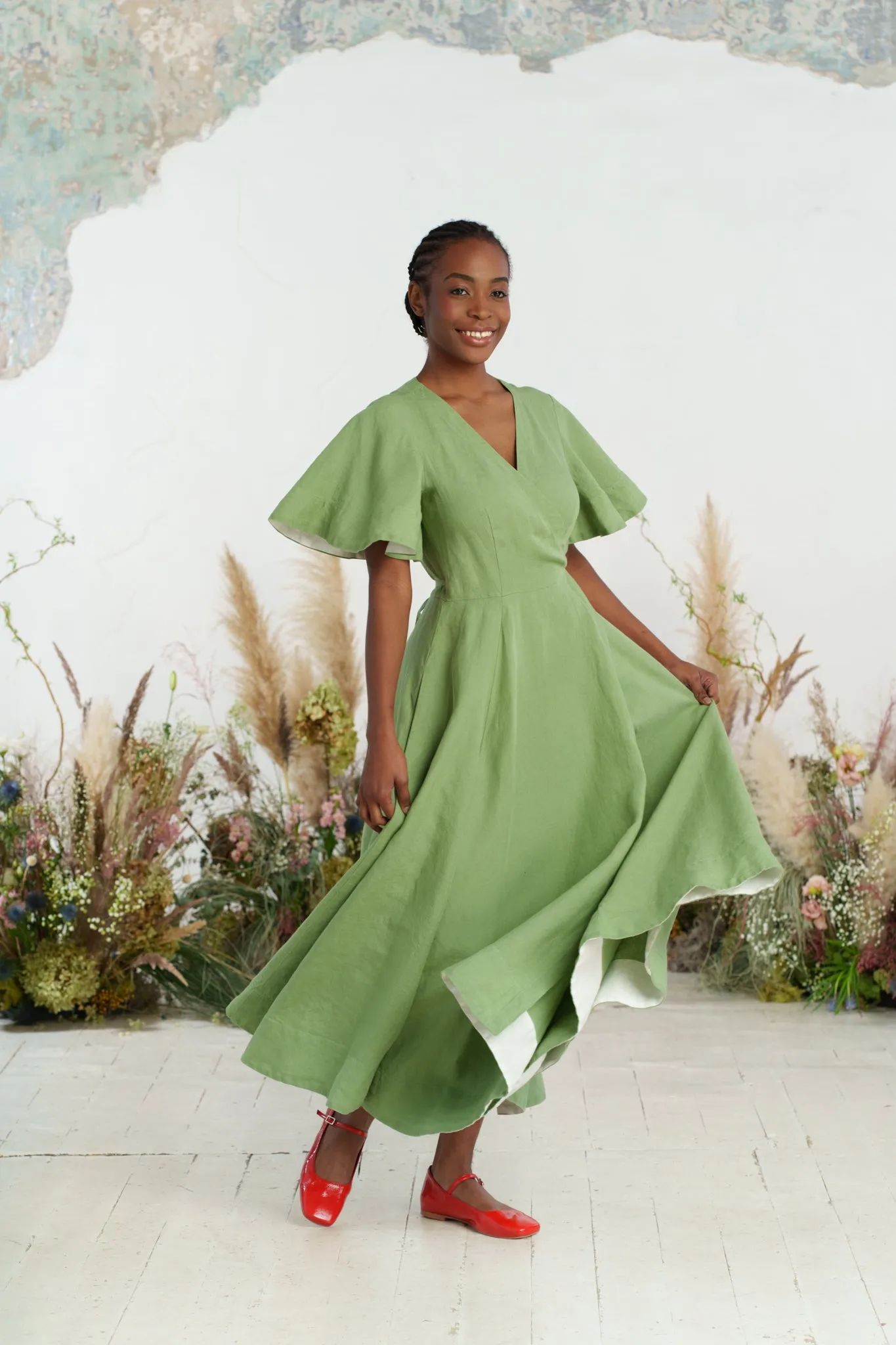Maxi Wrap Dress, Butterfly Sleeve sold by Son de Flor product image thumbnail 2