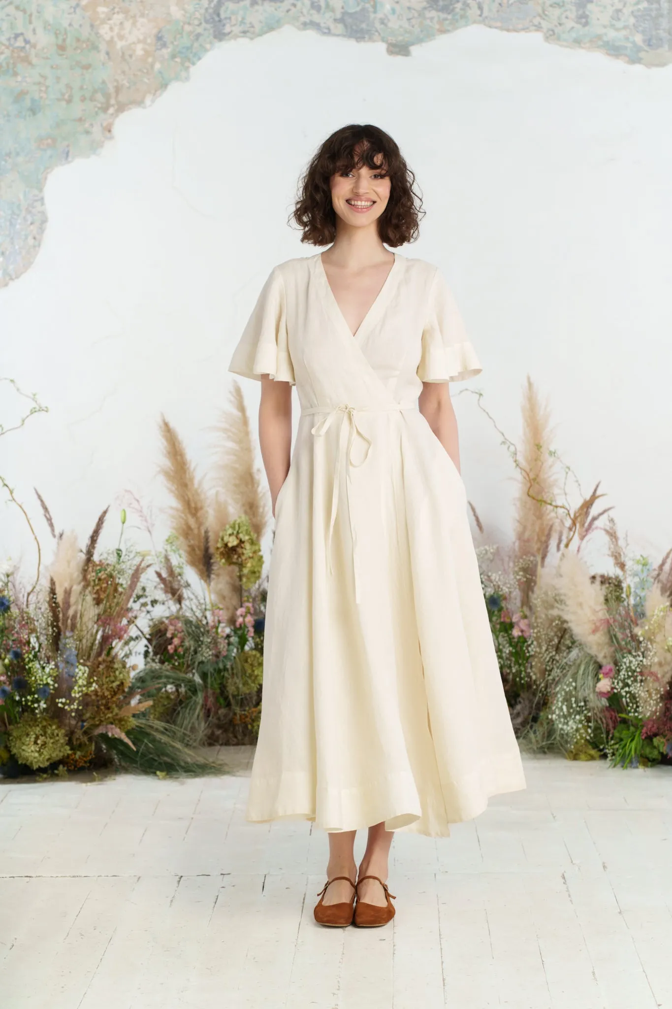 Maxi Wrap Dress, Butterfly Sleeve sold by Son de Flor product image thumbnail 4