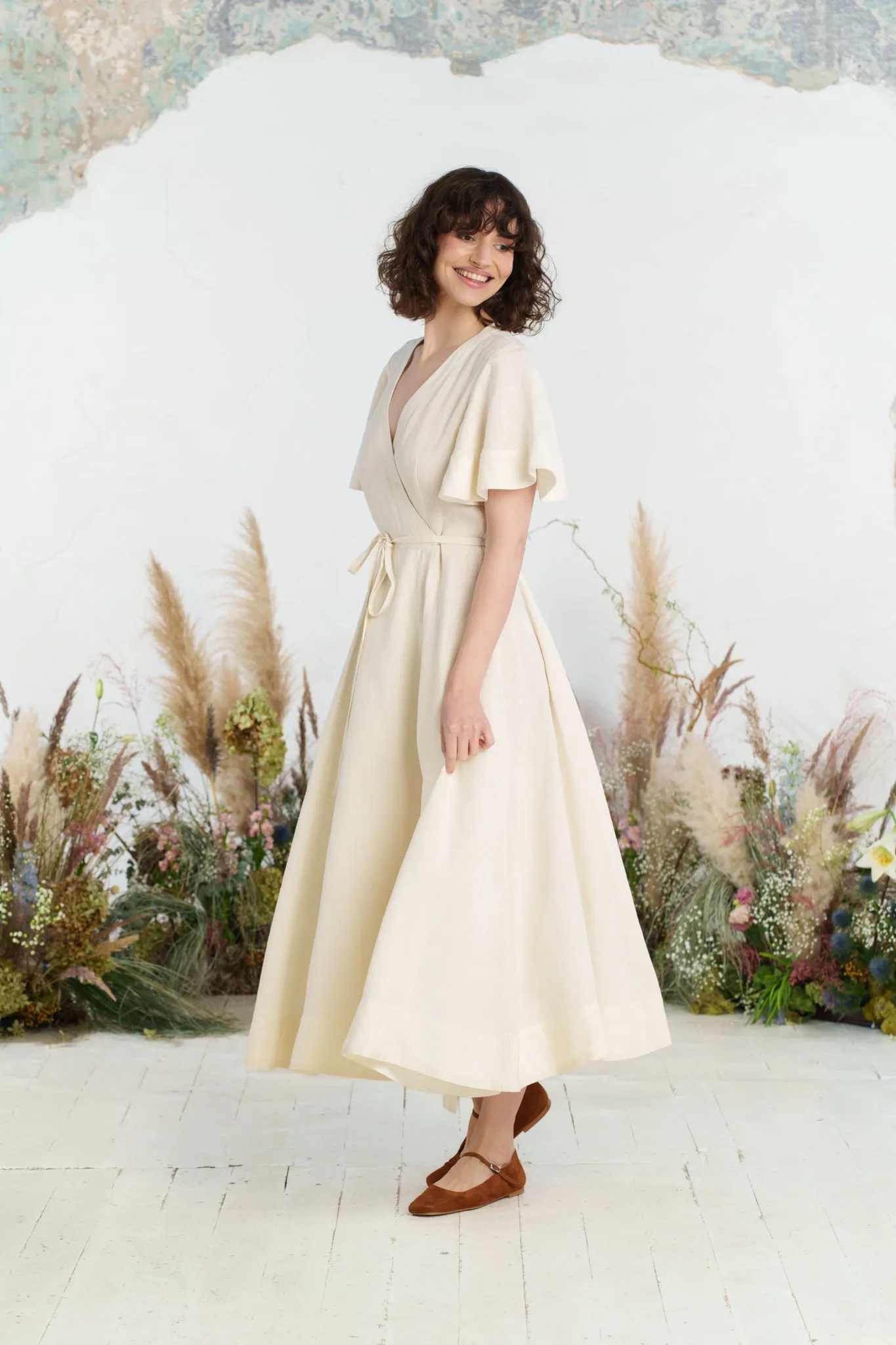 Maxi Wrap Dress, Butterfly Sleeve sold by Son de Flor product image thumbnail 5