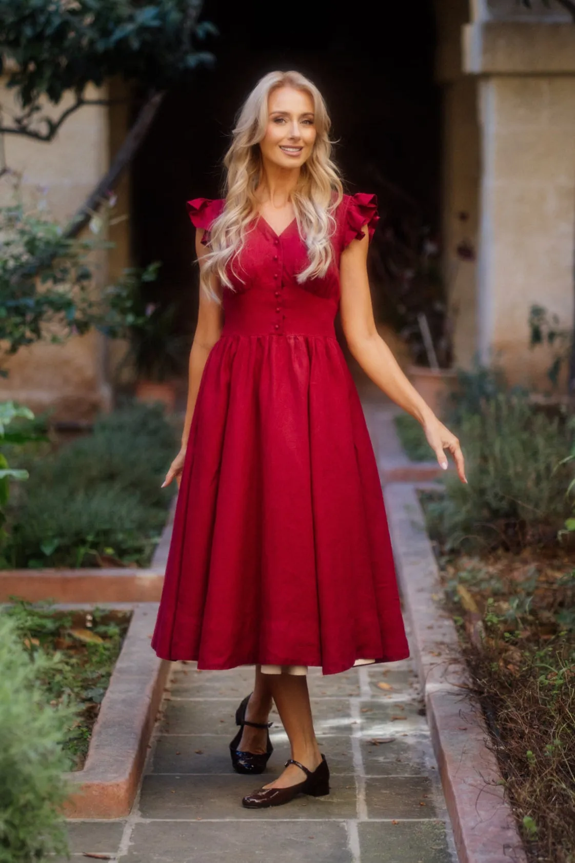 Diane Dress, Ruffle Sleeve sold by Son de Flor