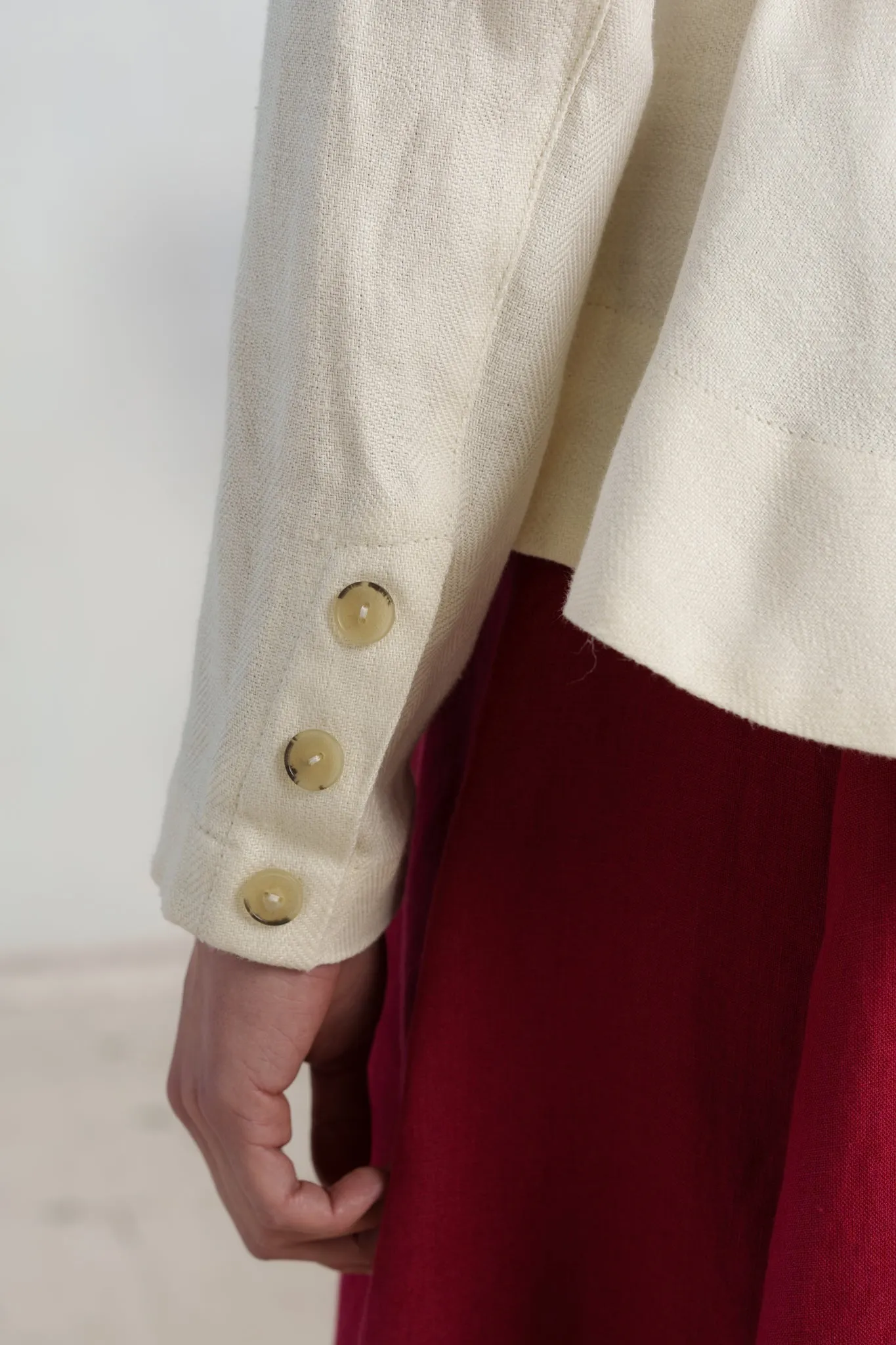 Peplum Jacket, Twill Linen, Milky Herringbone sold by Son de Flor product image thumbnail 5