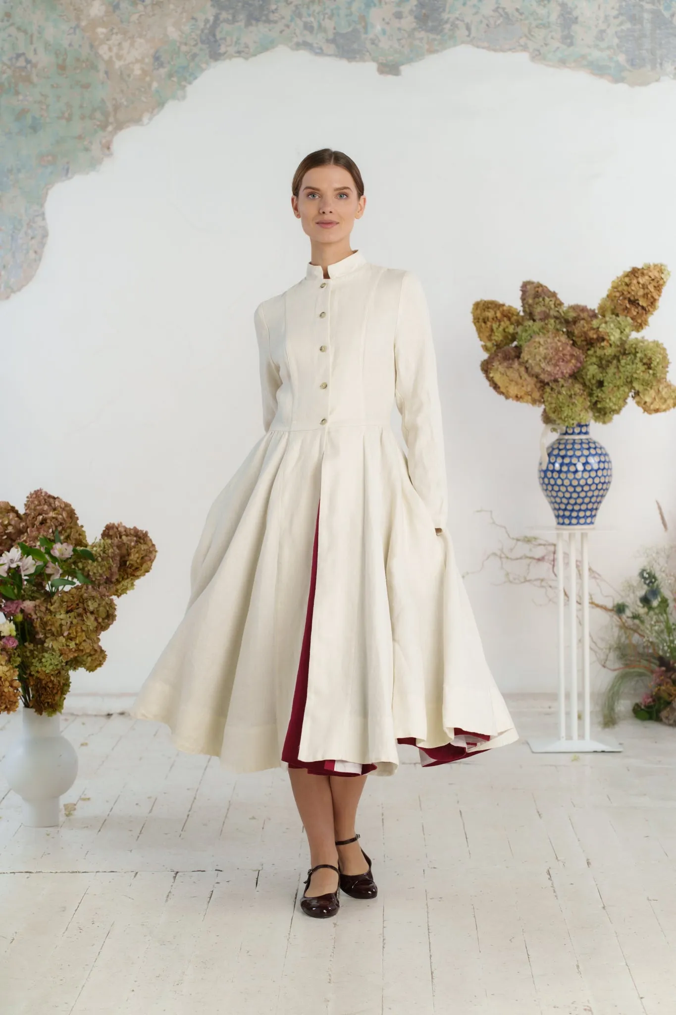 Victorian – Twill Linen Coat with Mandarin Collar sold by Son de Flor product image thumbnail 5