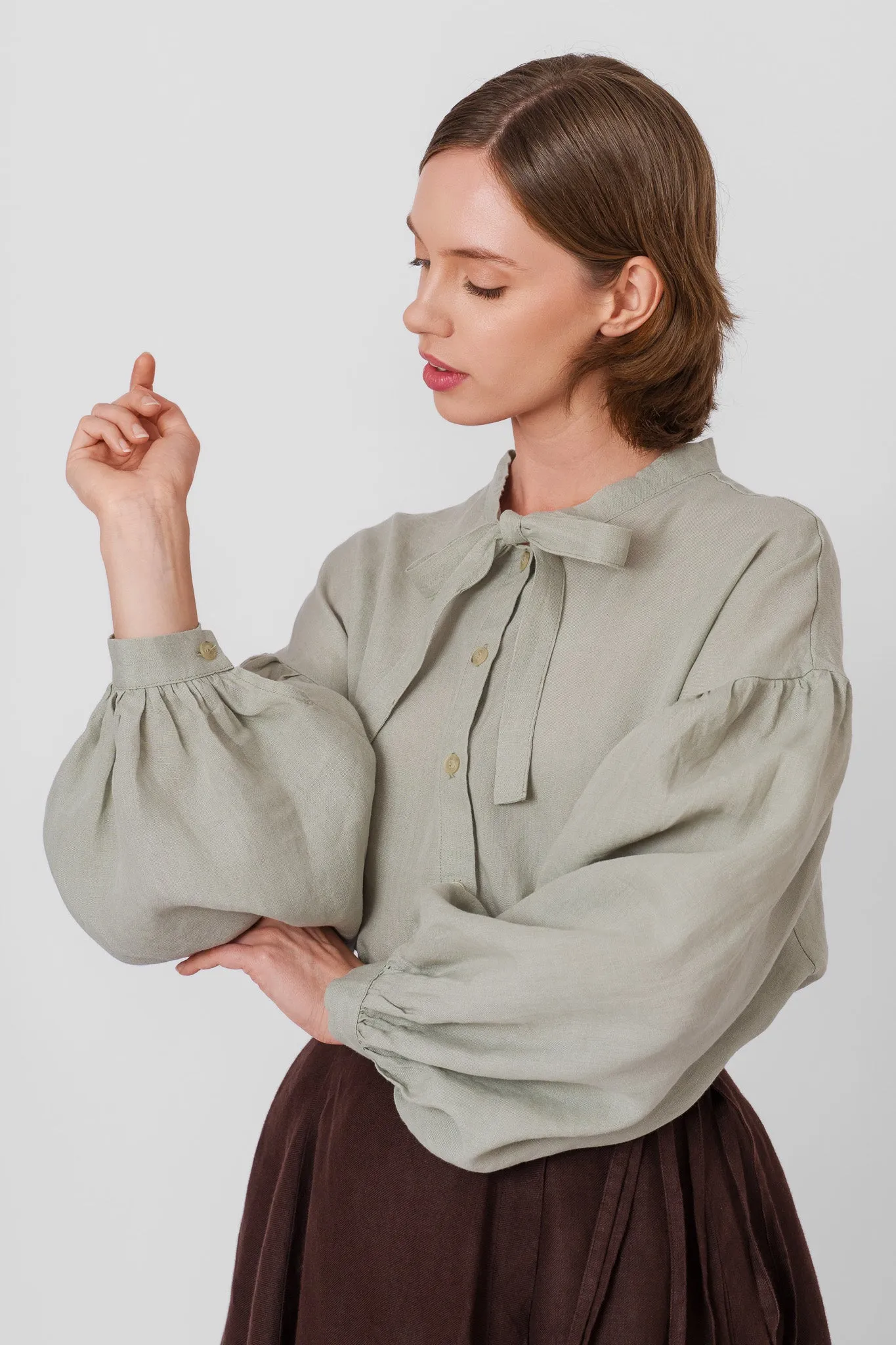 Clementine Shirt, Long Sleeve, Mint sold by Son de Flor