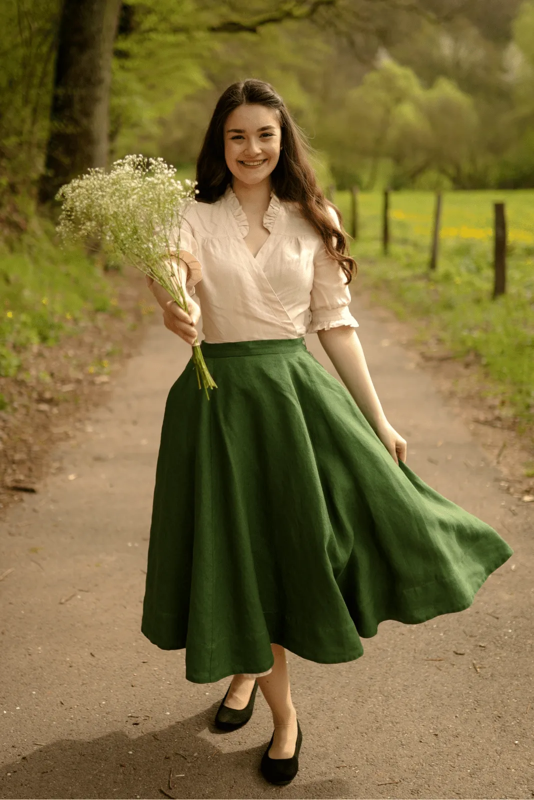 Knightley Skirt, Emerald Green sold by Son de Flor