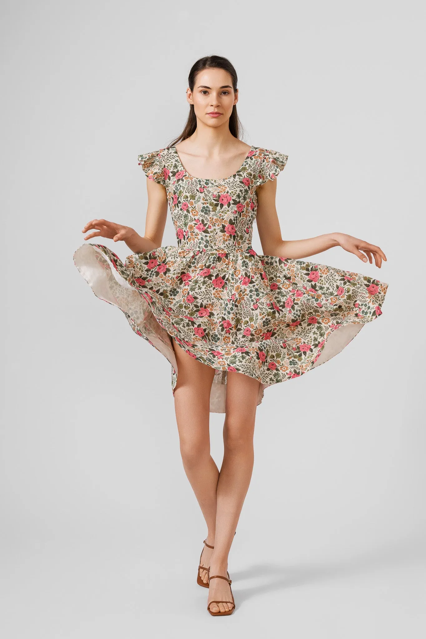 Mini Carmen Dress, Ruffle Sleeve, Cottage Garden sold by Son de Flor product image thumbnail 3