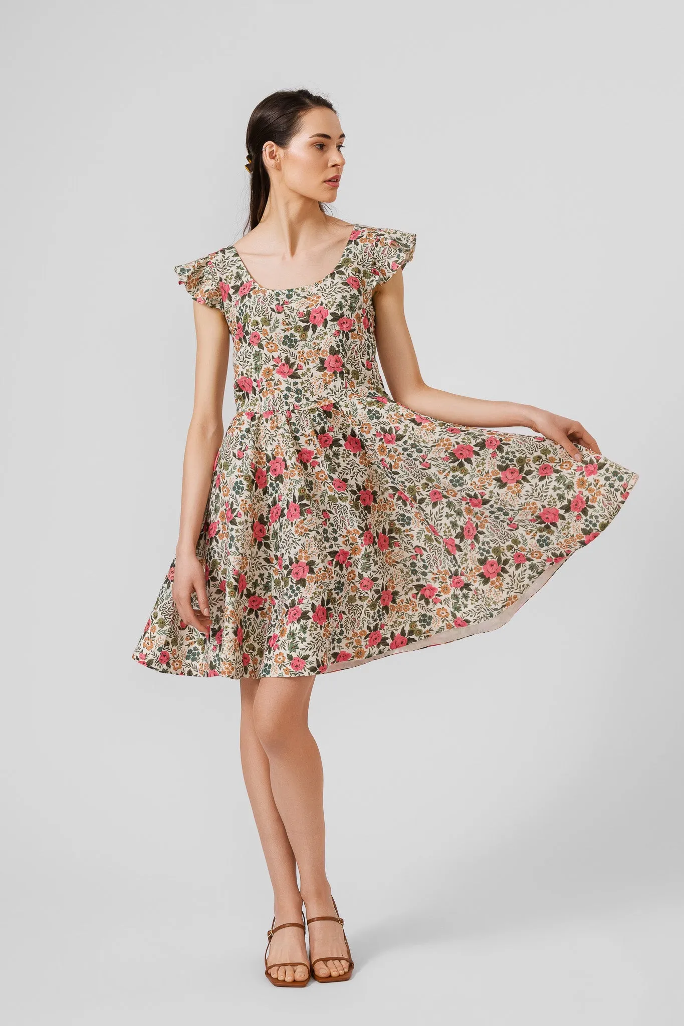 Mini Carmen Dress, Ruffle Sleeve, Cottage Garden sold by Son de Flor product image thumbnail 2
