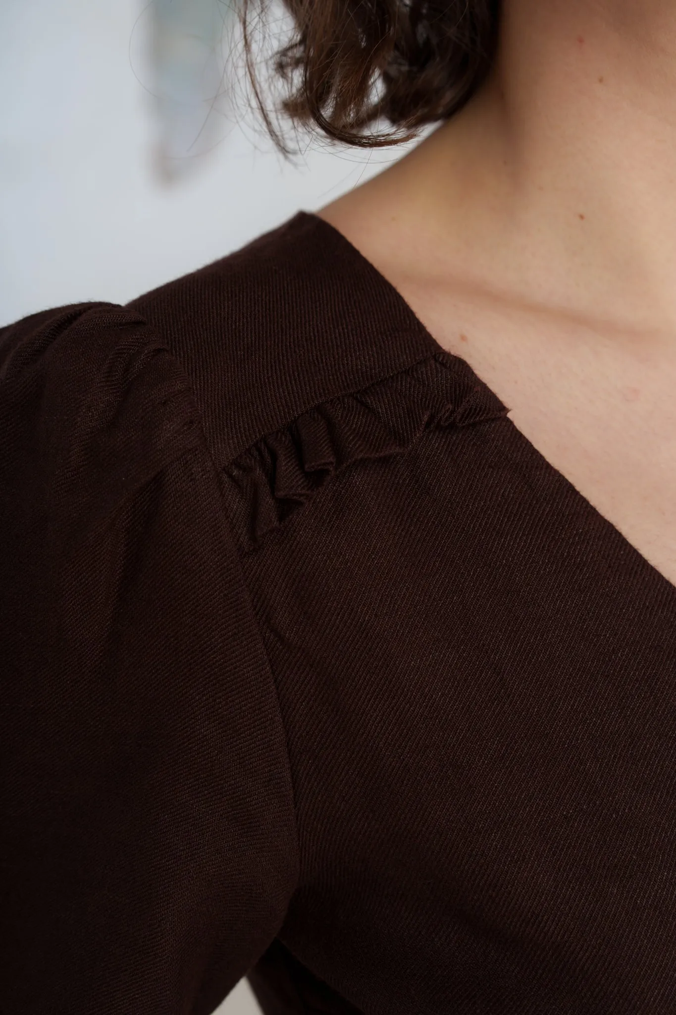 Bridget Dress, Long Sleeve, Twill Linen, Espresso Brown sold by Son de Flor product image thumbnail 4