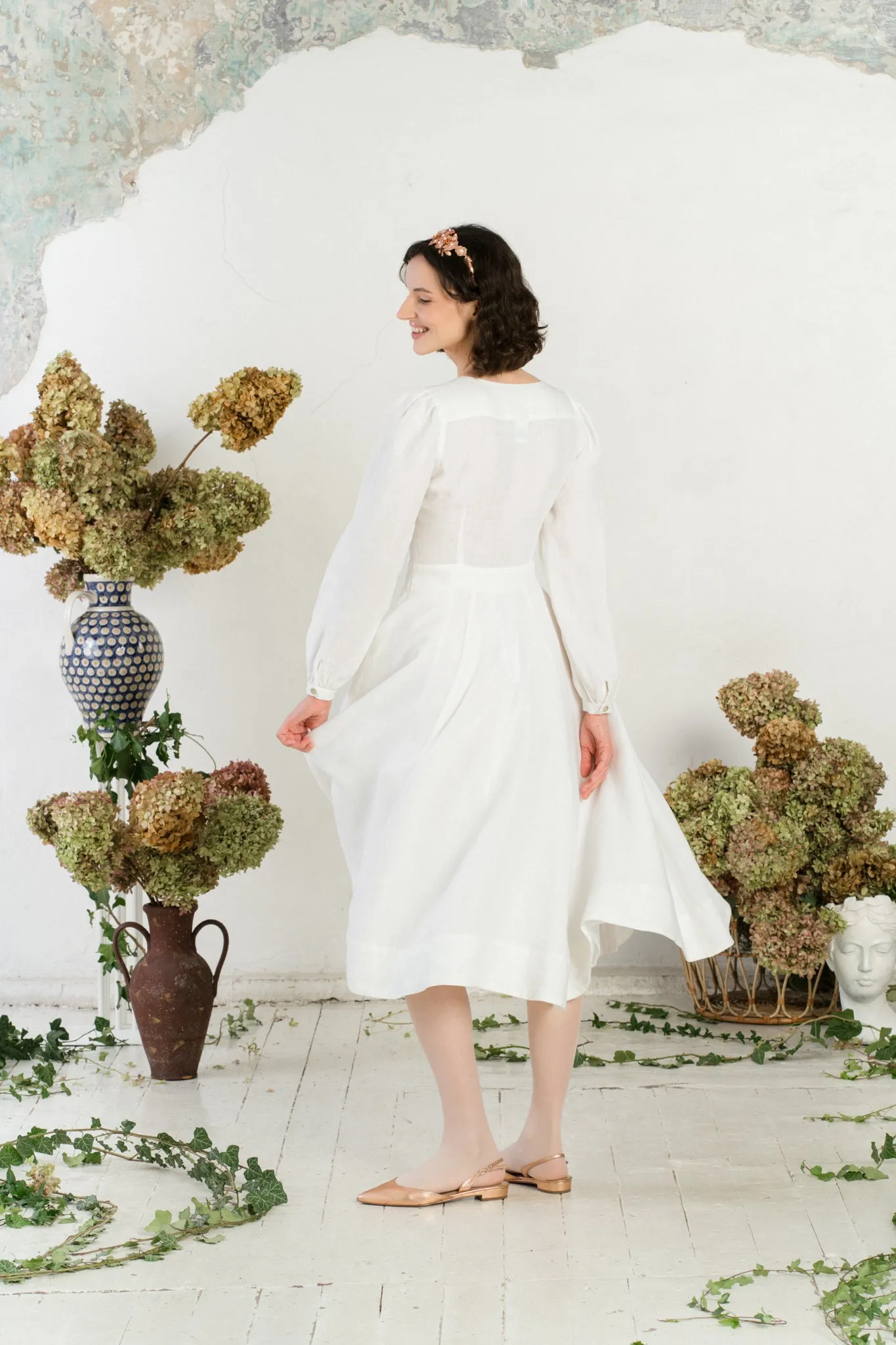 Bridget Dress, Long Sleeve, White Magnolia sold by Son de Flor product image thumbnail 4