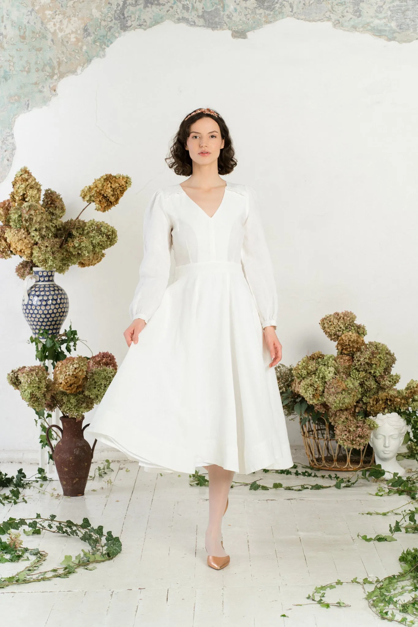Bridget Dress, Long Sleeve, White Magnolia sold by Son de Flor product image thumbnail 2