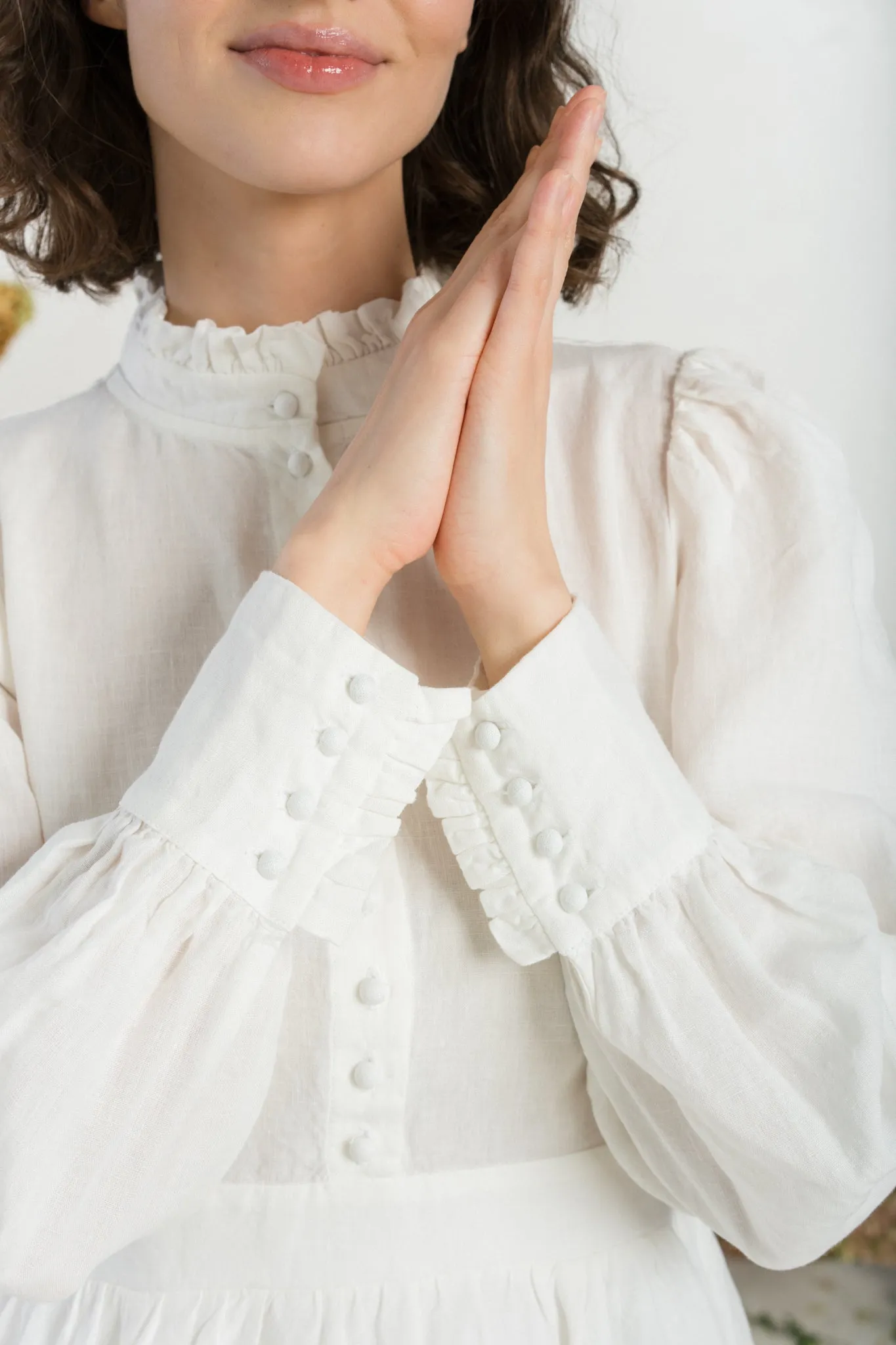 Abigail Dress, Long Sleeve, White Magnolia sold by Son de Flor product image thumbnail 5