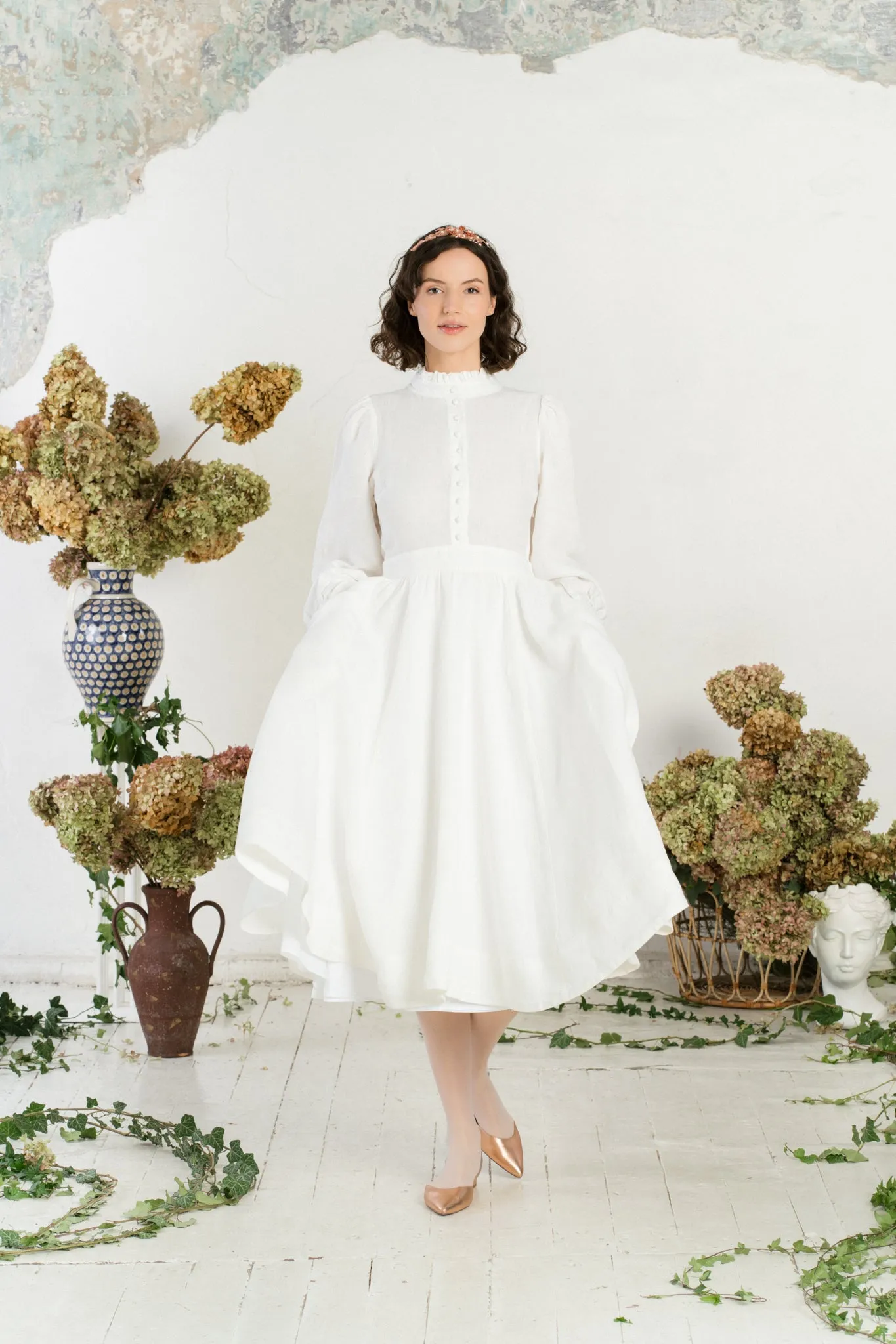 Abigail Dress, Long Sleeve, White Magnolia sold by Son de Flor product image thumbnail 2