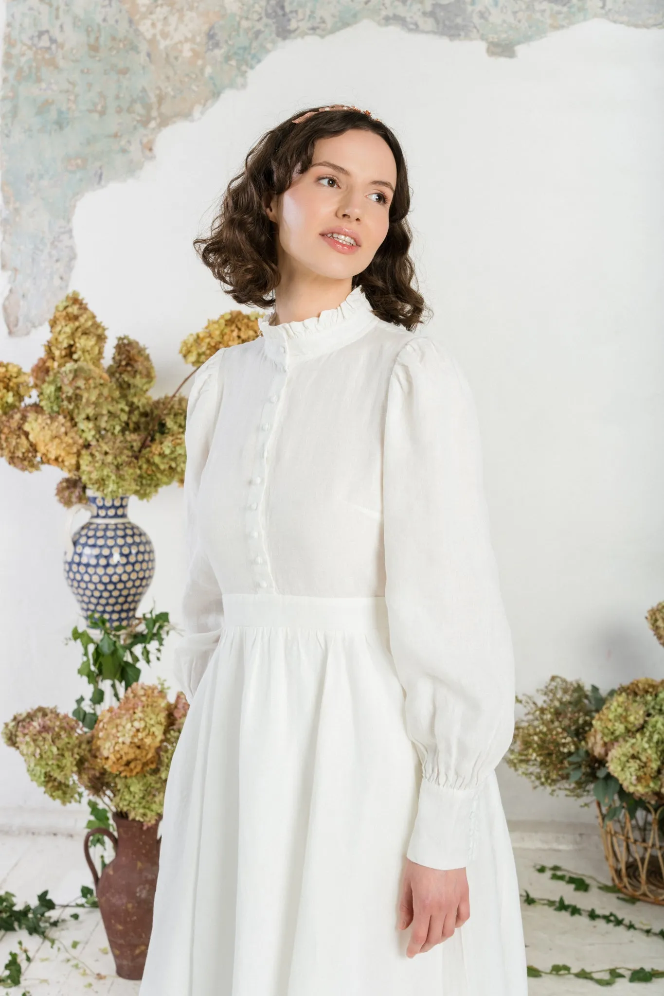 Abigail Dress, Long Sleeve, White Magnolia sold by Son de Flor product image thumbnail 4