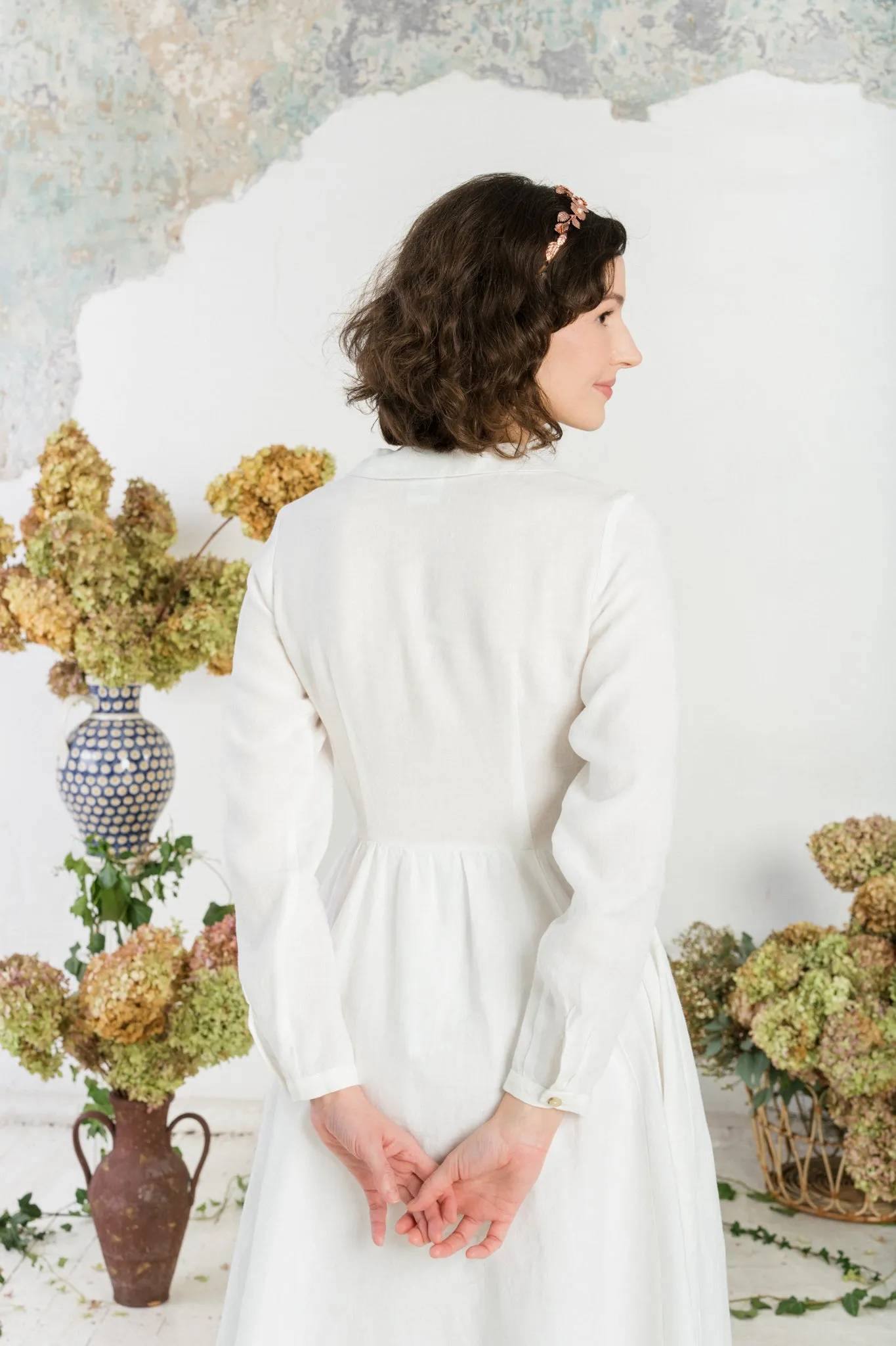 Classic Dress, Long Sleeve, White Magnolia sold by Son de Flor product image thumbnail 2