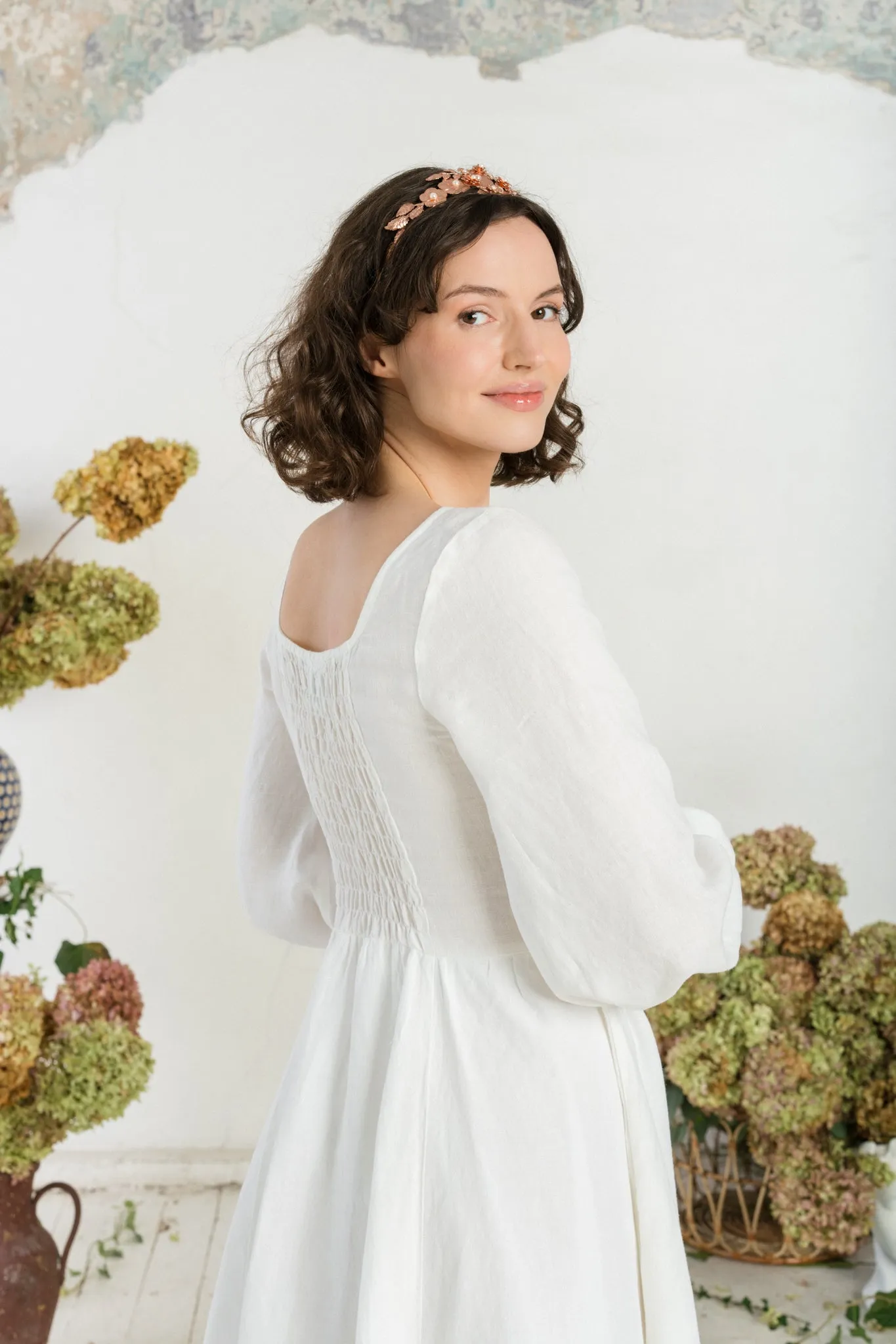 Carmen Dress, Long Sleeve, White Magnolia sold by Son de Flor product image thumbnail 3
