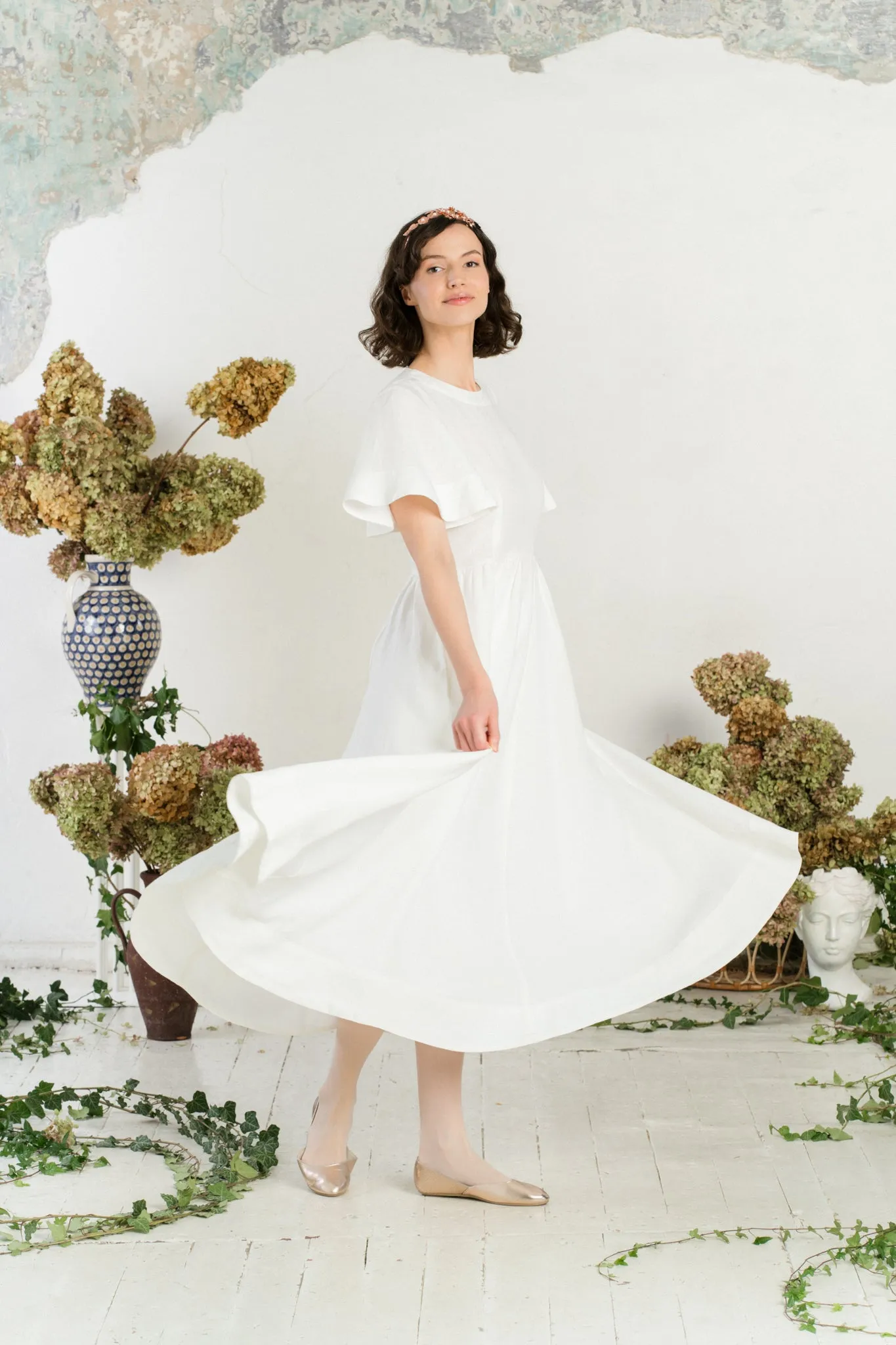 Maxi Butterfly Sleeve Dress, White Magnolia sold by Son de Flor product image thumbnail 5