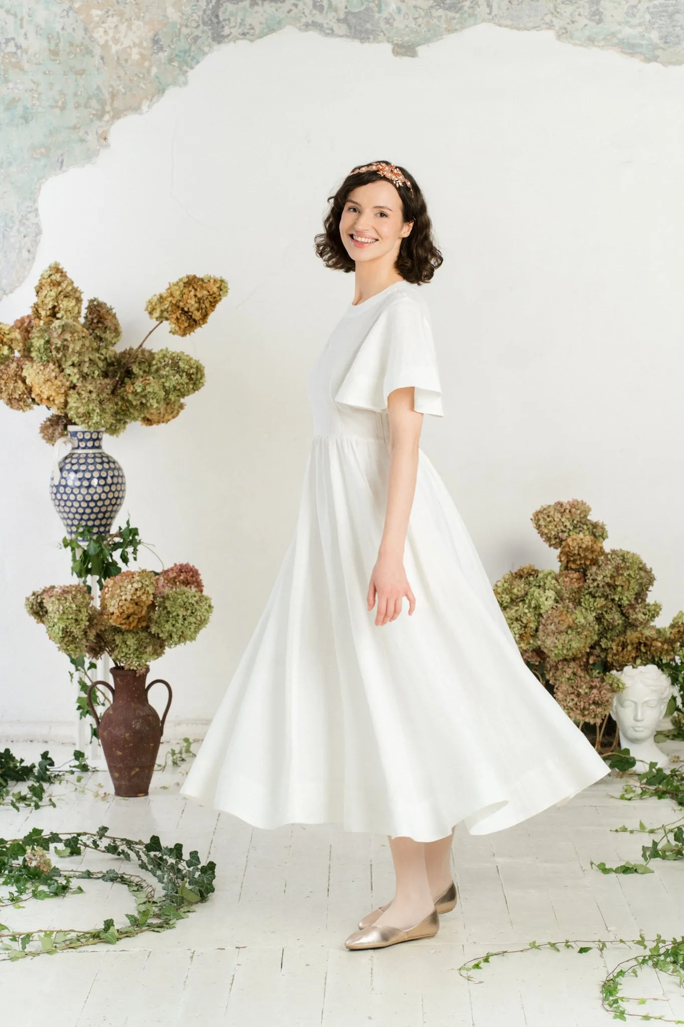 Maxi Butterfly Sleeve Dress, White Magnolia sold by Son de Flor product image thumbnail 2