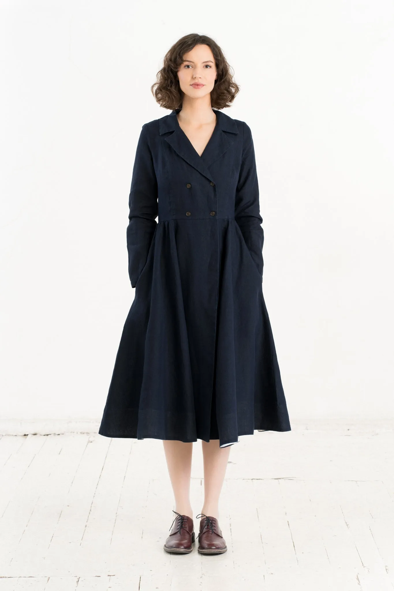 Enola – Tailored Linen Midi Dress with Notch Collar sold by Son de Flor product image thumbnail 5