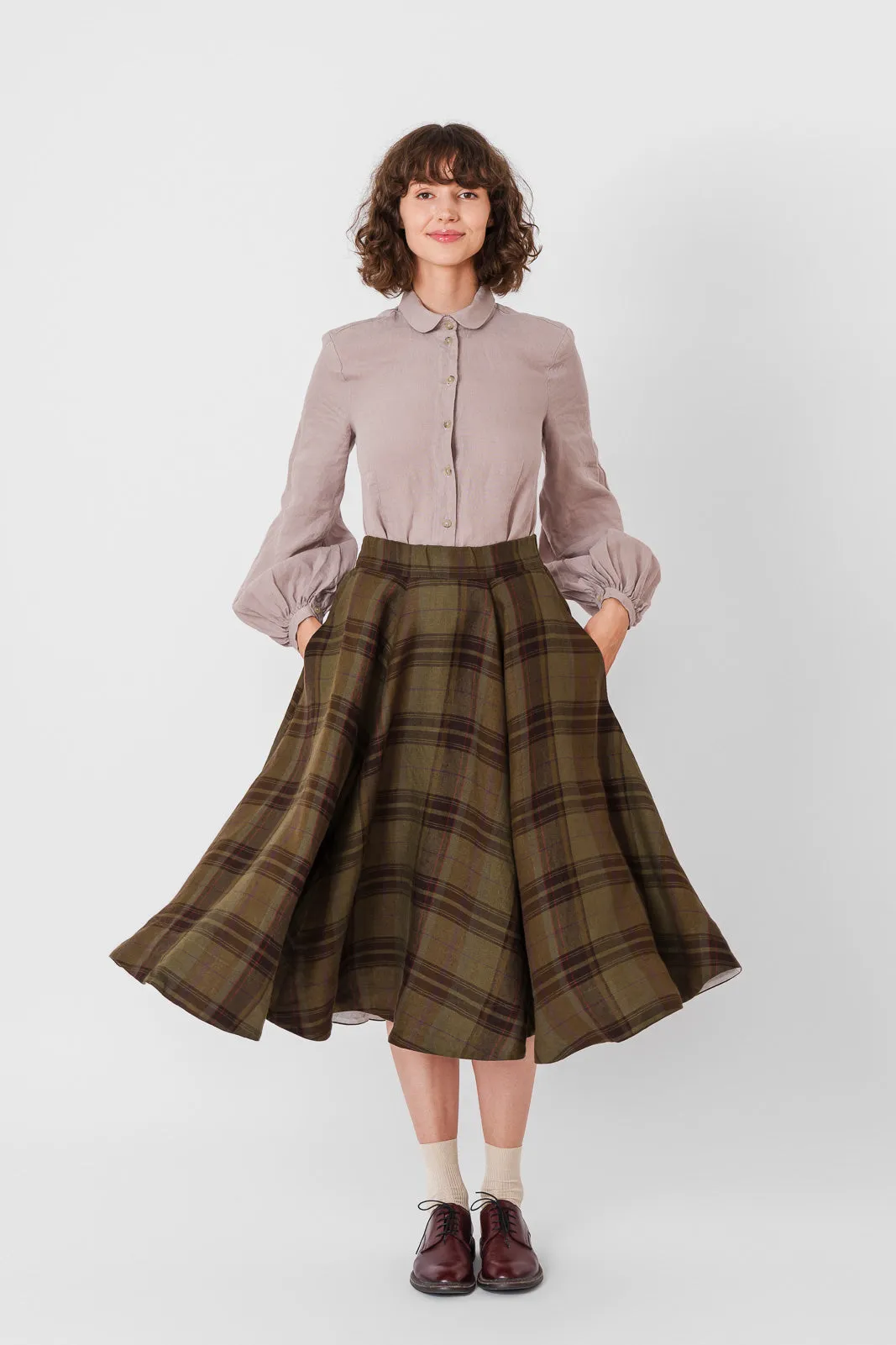Classic – Full-Circle Twill Linen Midi Skirt sold by Son de Flor product image thumbnail 4