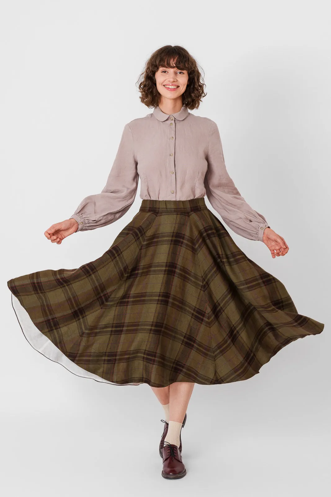 Classic – Full-Circle Twill Linen Midi Skirt sold by Son de Flor