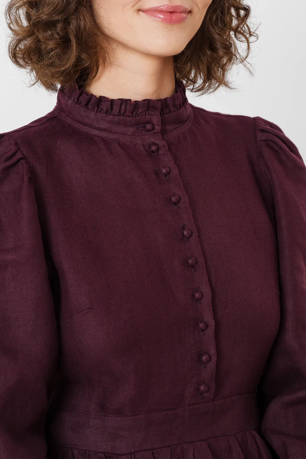 Abigail Dress, Long Sleeve, Twill Linen, Royal Grape sold by Son de Flor product image thumbnail 2