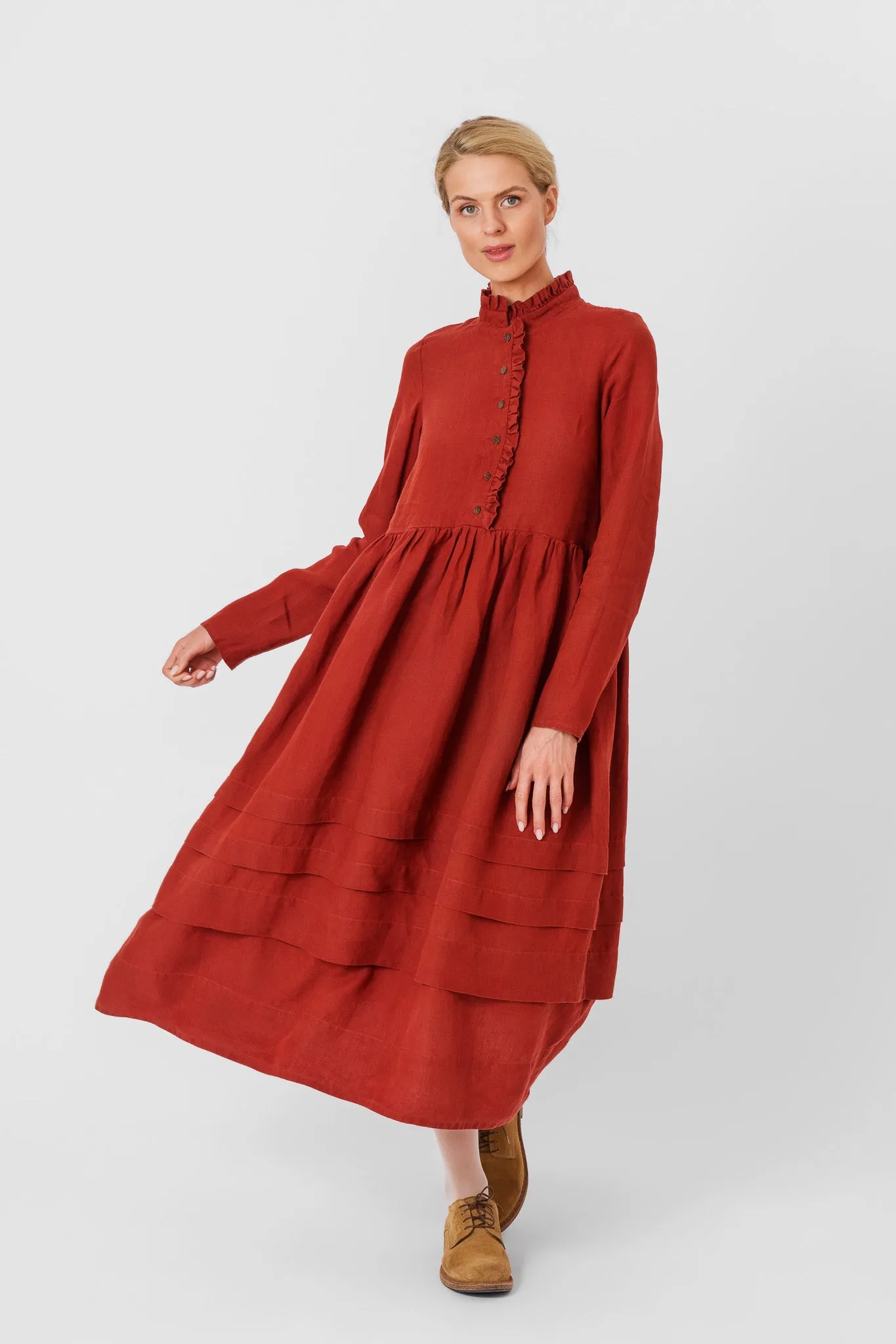 Amy Dress, Long Sleeve, Deep Terracotta sold by Son de Flor product image thumbnail 3
