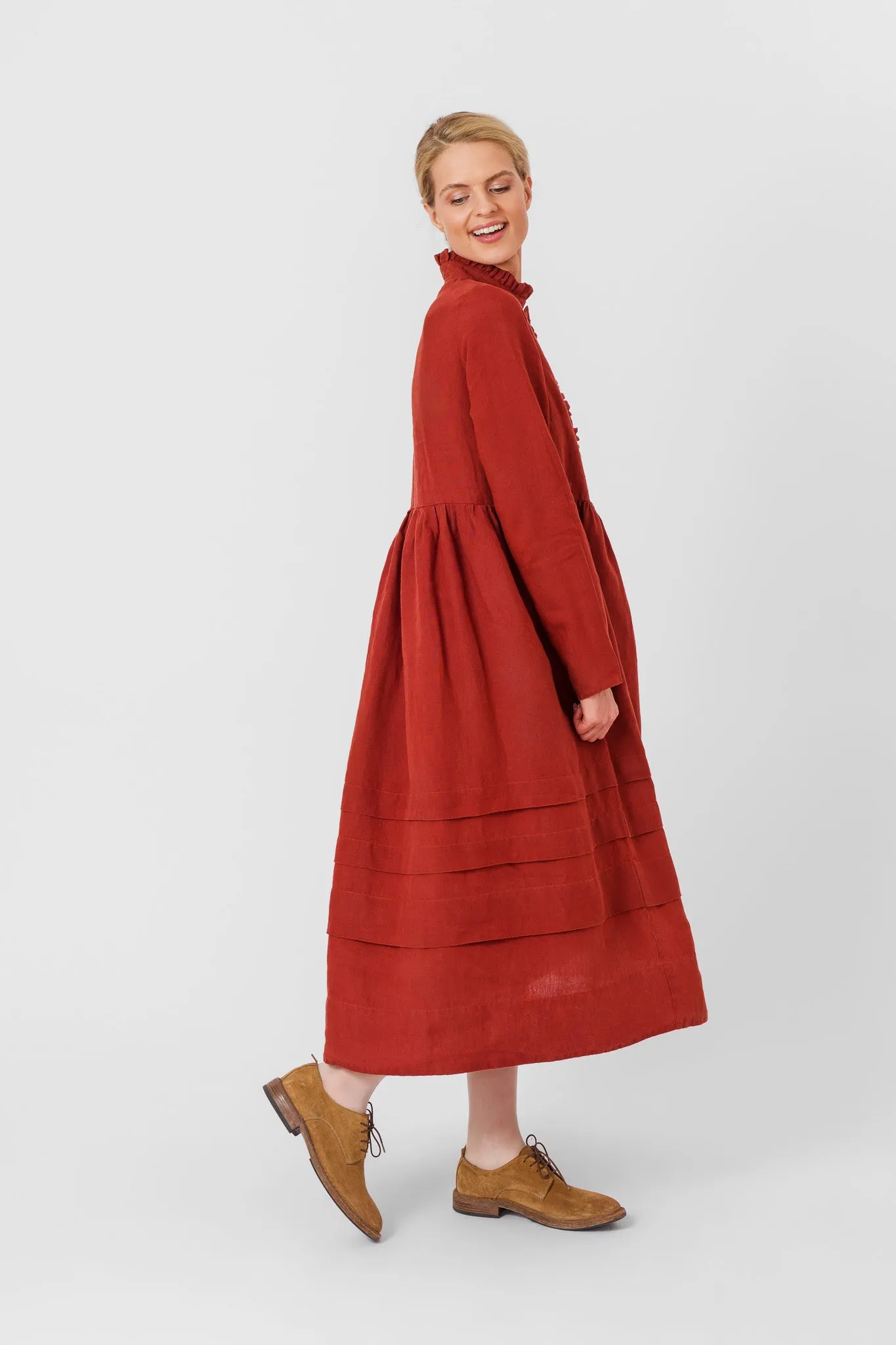 Amy Dress, Long Sleeve, Deep Terracotta sold by Son de Flor