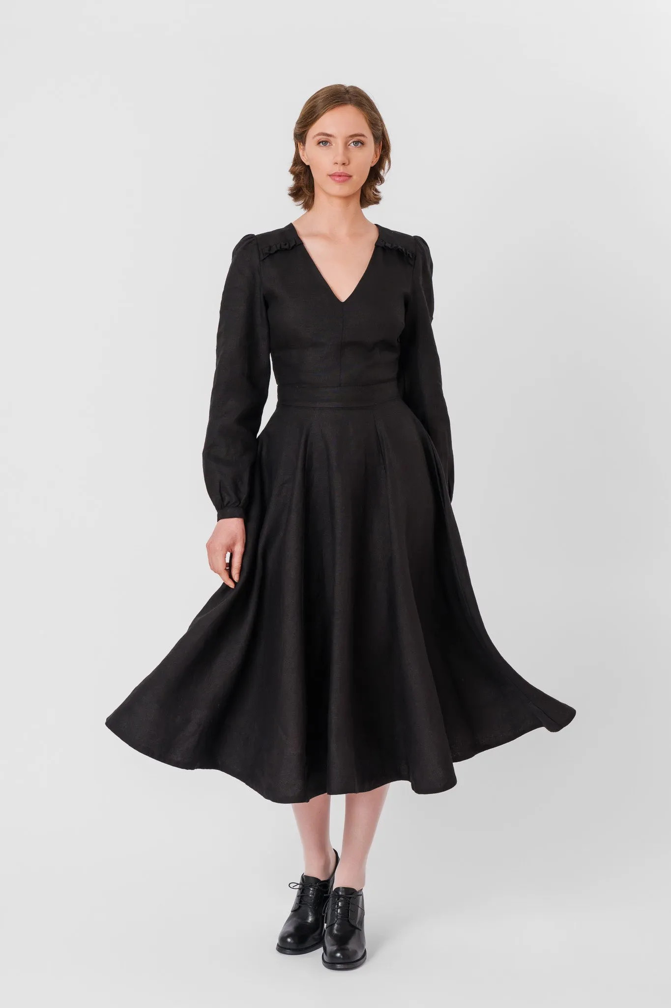 Bridget Dress, Long Sleeve, Black Pansy sold by Son de Flor product image thumbnail 5