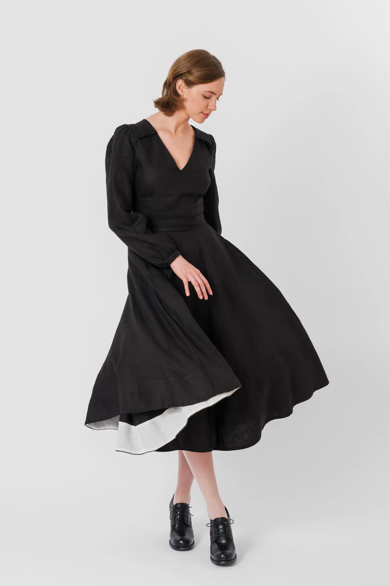 Bridget Dress, Long Sleeve, Black Pansy sold by Son de Flor product image thumbnail 4
