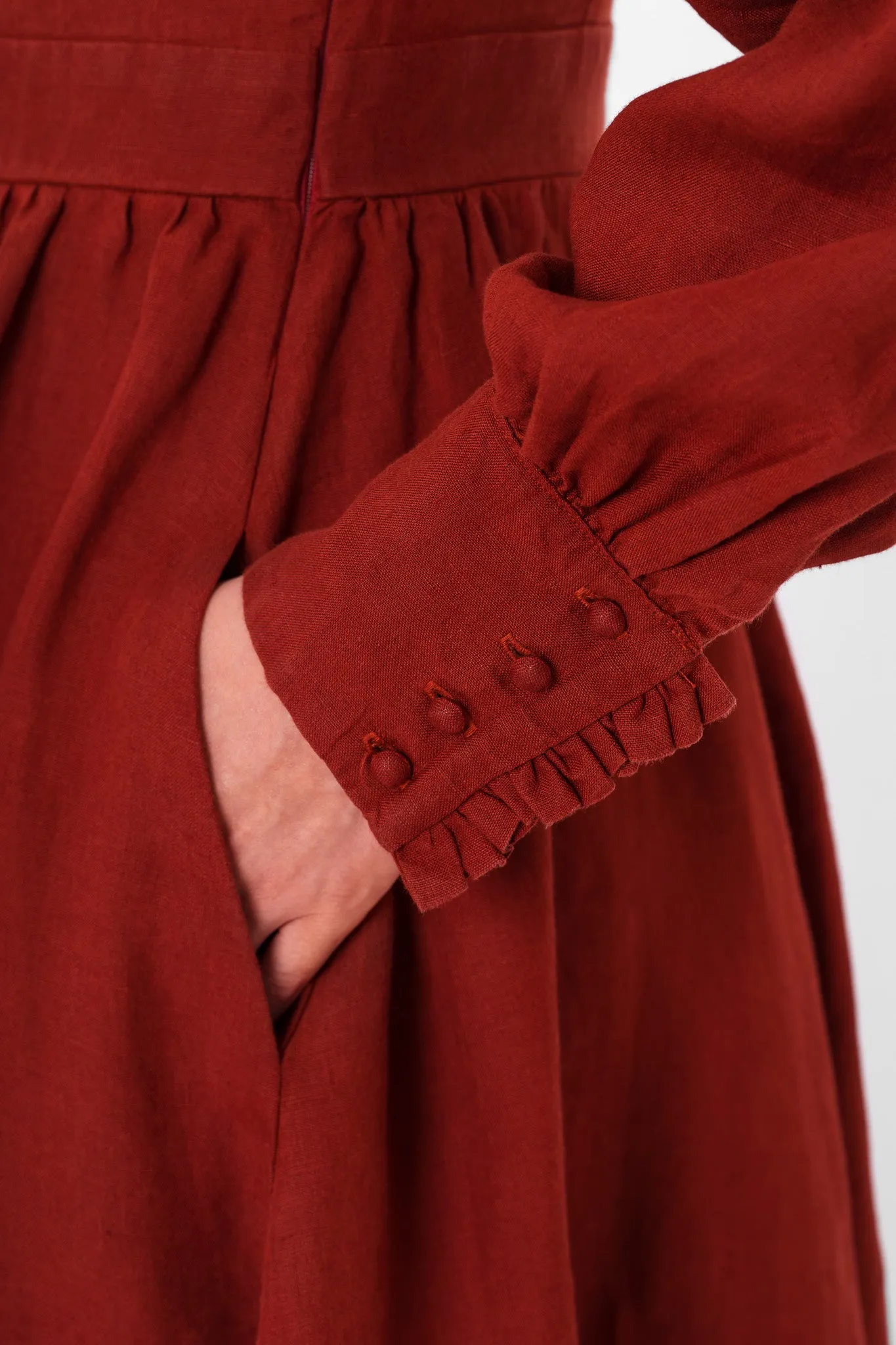 Abigail Dress, Long Sleeve, Deep Terracotta sold by Son de Flor product image thumbnail 5