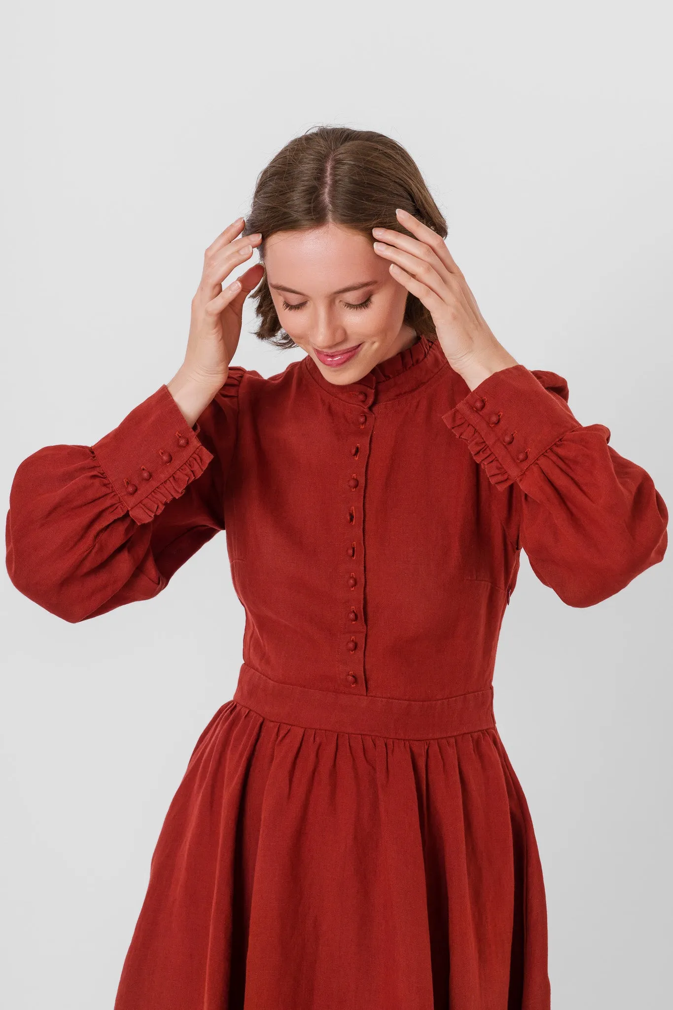 Abigail Dress, Long Sleeve, Deep Terracotta sold by Son de Flor product image thumbnail 4