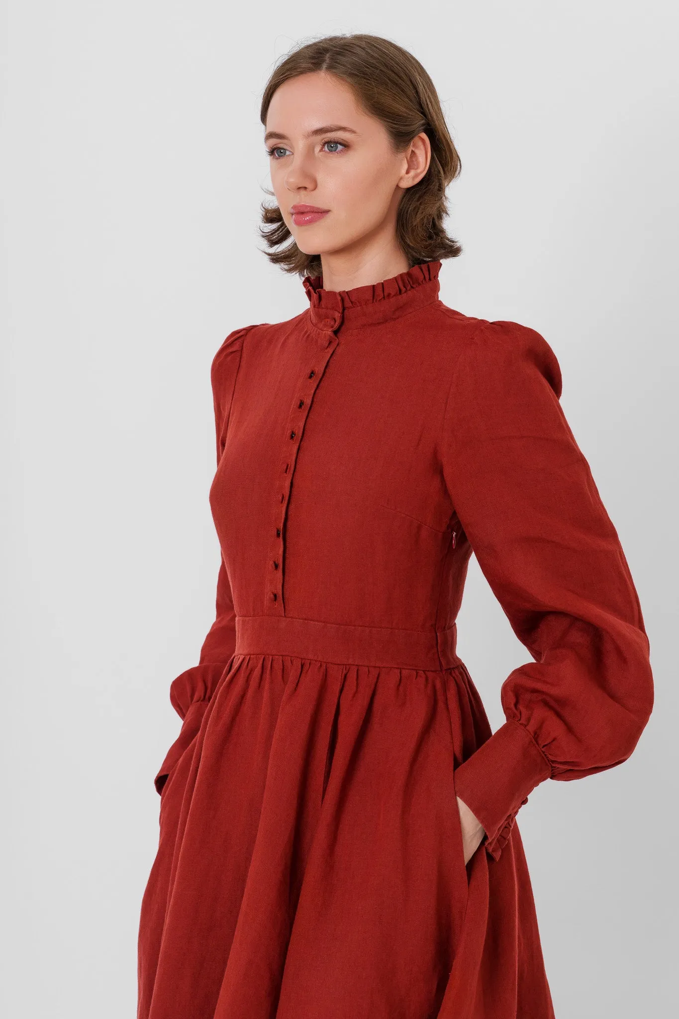 Abigail Dress, Long Sleeve, Deep Terracotta sold by Son de Flor product image thumbnail 2