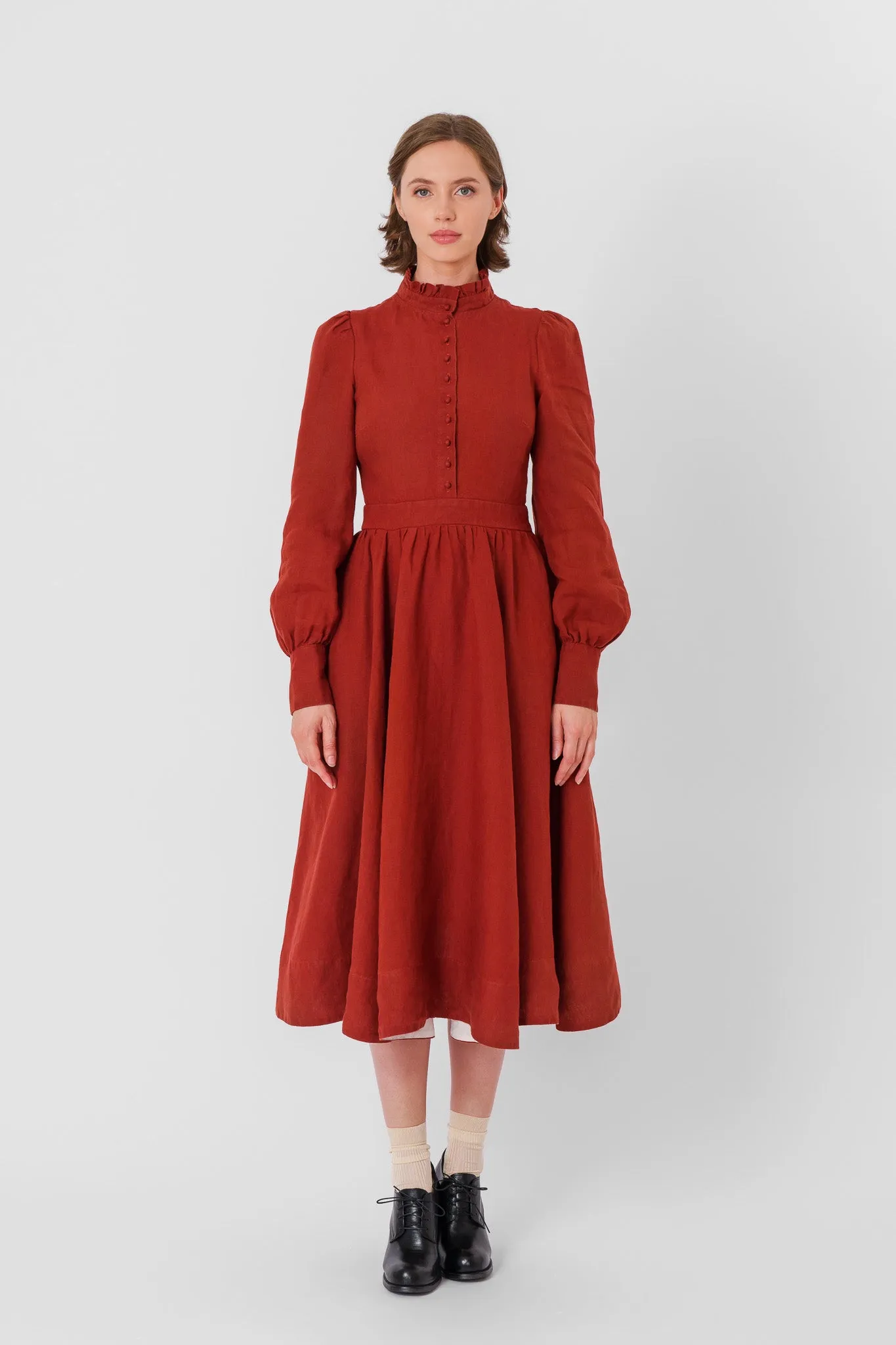 Abigail Dress, Long Sleeve, Deep Terracotta sold by Son de Flor product image thumbnail 3