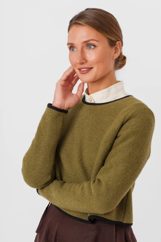 Crop Sweater, Wool, Moss Green sold by Son de Flor