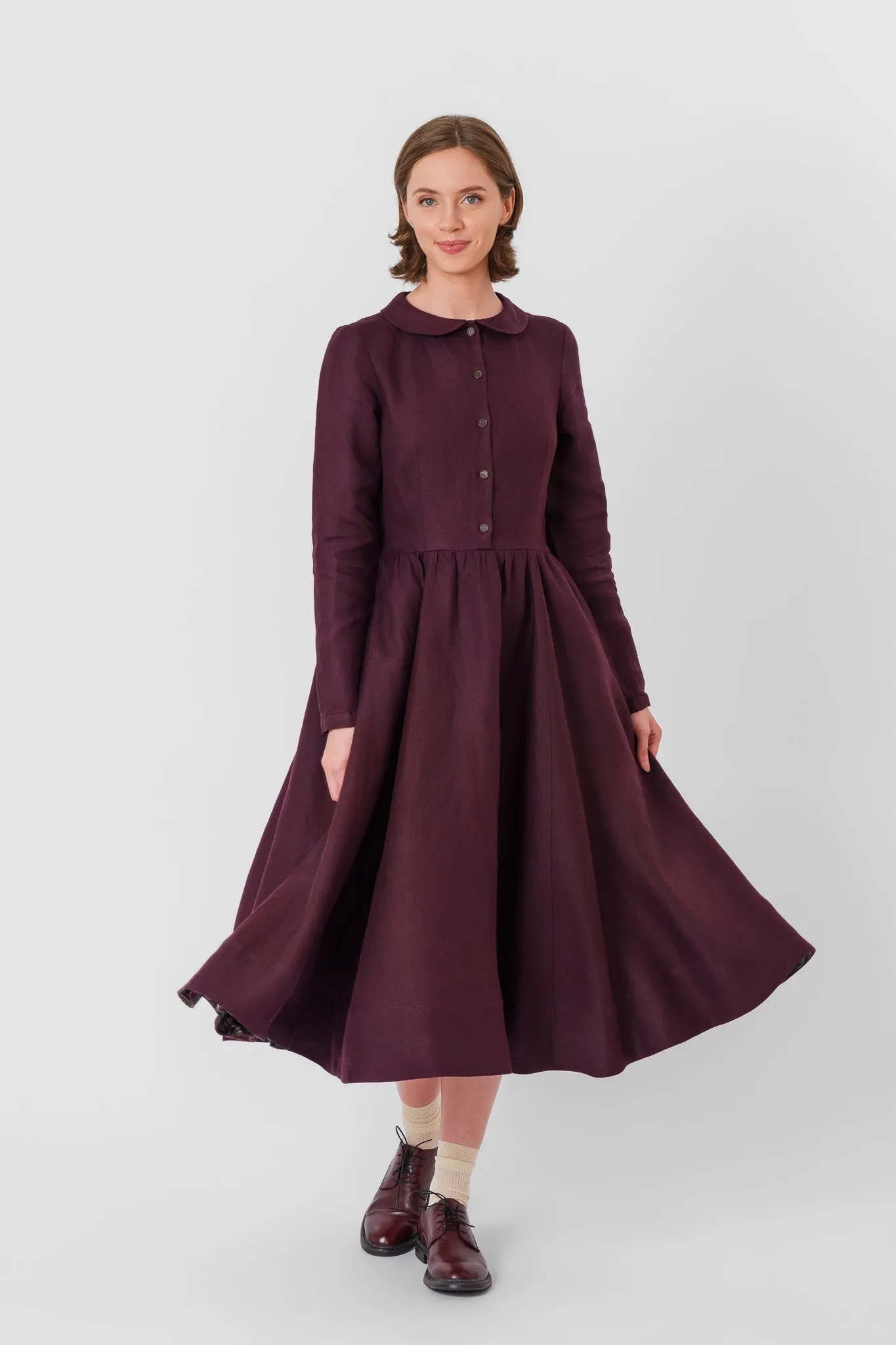 Classic Dress, Long Sleeve, Twill Linen sold by Son de Flor product image thumbnail 2