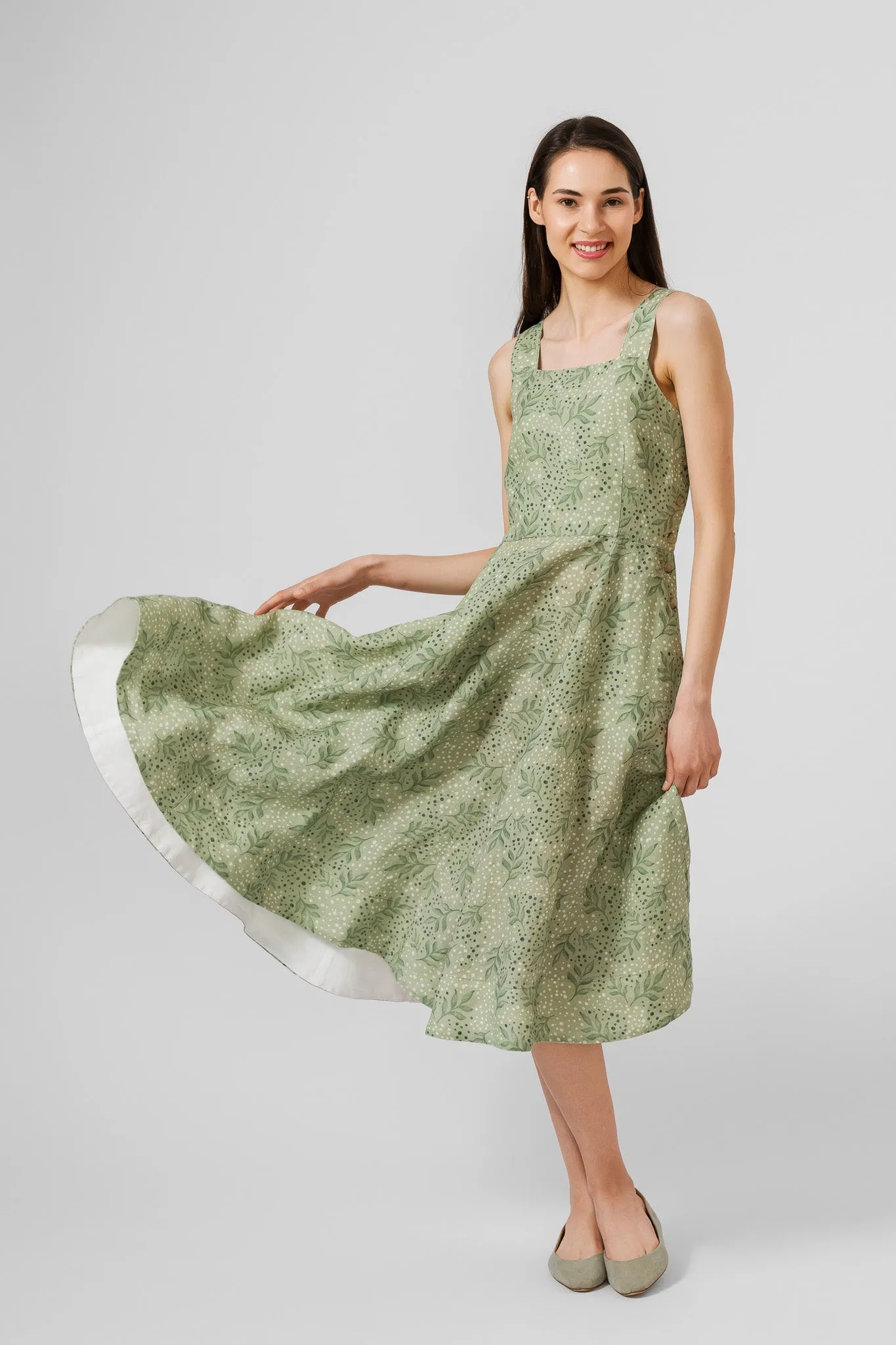 Pinafore Dress, Sleeveless, Forest Fern sold by Son de Flor product image thumbnail 3