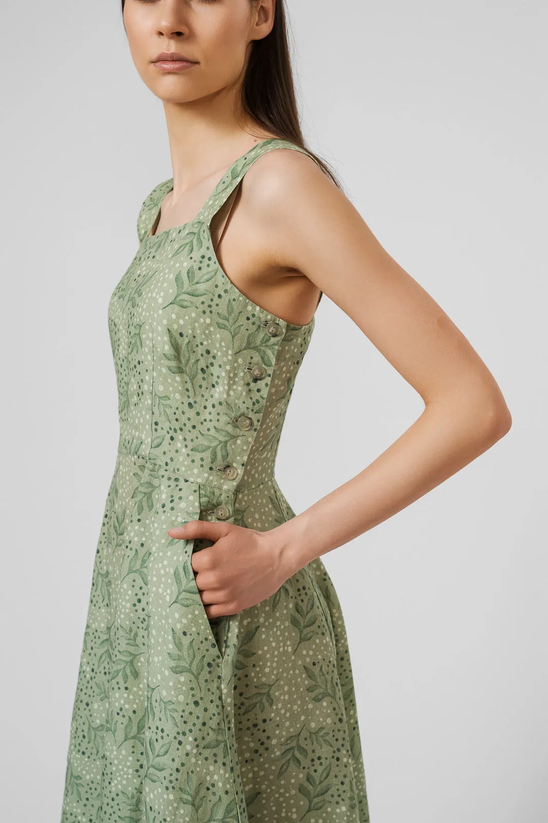 Pinafore Dress, Sleeveless, Forest Fern sold by Son de Flor product image thumbnail 4