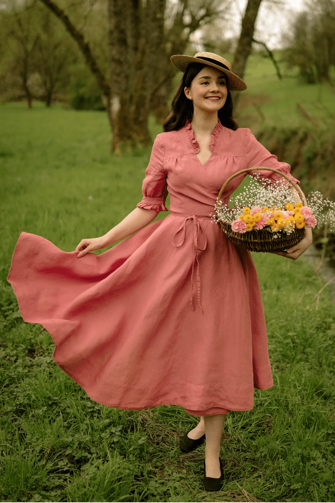 Darcy Dress, Short Sleeve, Vintage Pink sold by Son de Flor