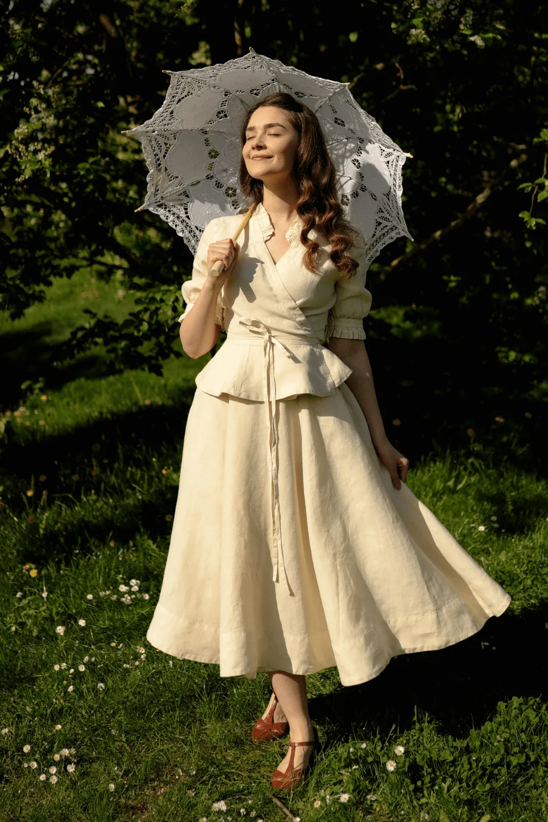 Knightley Skirt, Hemp, Milky White sold by Son de Flor