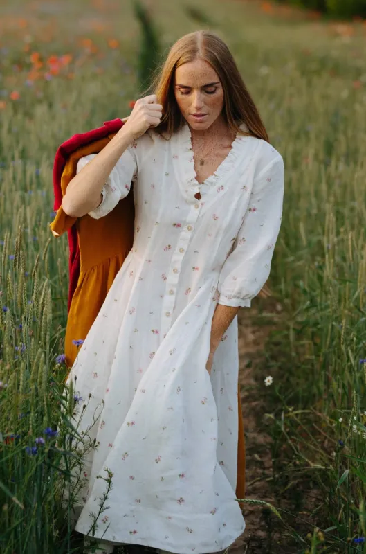Ophelia Dress, 3/4 Sleeve, Apple Blossom sold by Son de Flor