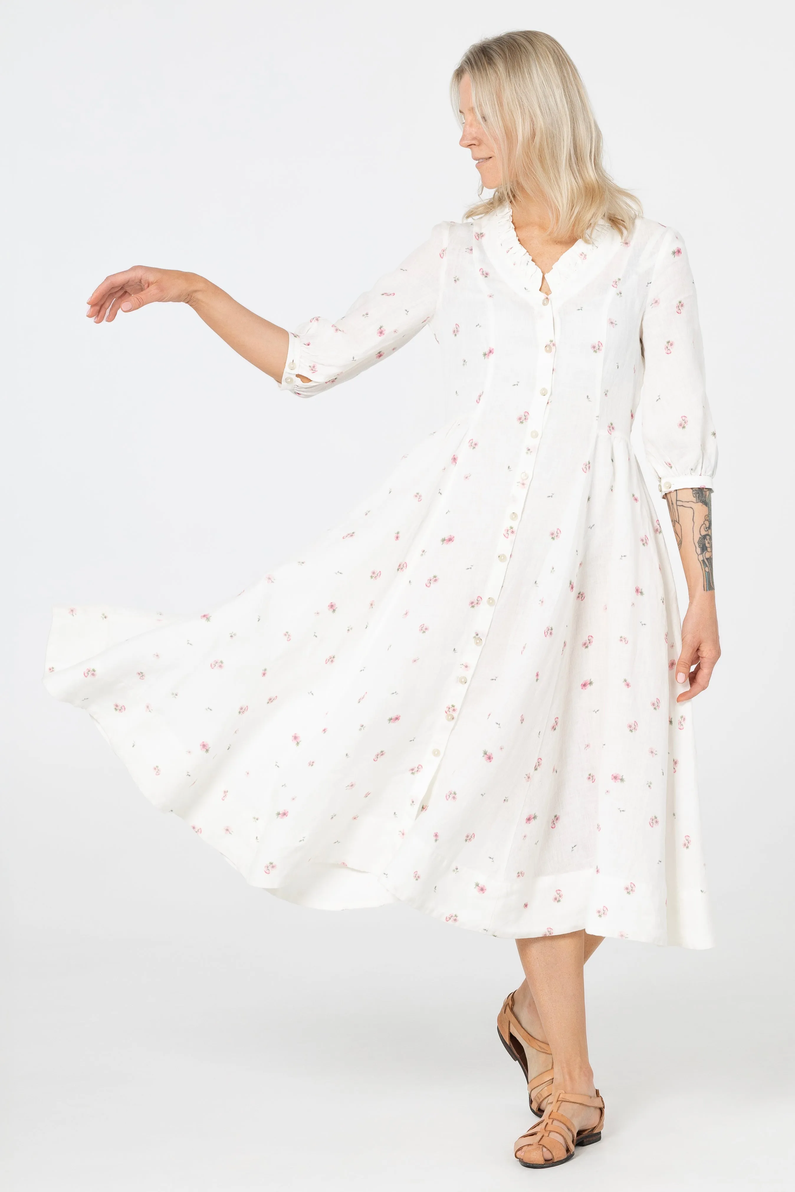 Ophelia Dress, 3/4 Sleeve, Apple Blossom sold by Son de Flor product image thumbnail 3