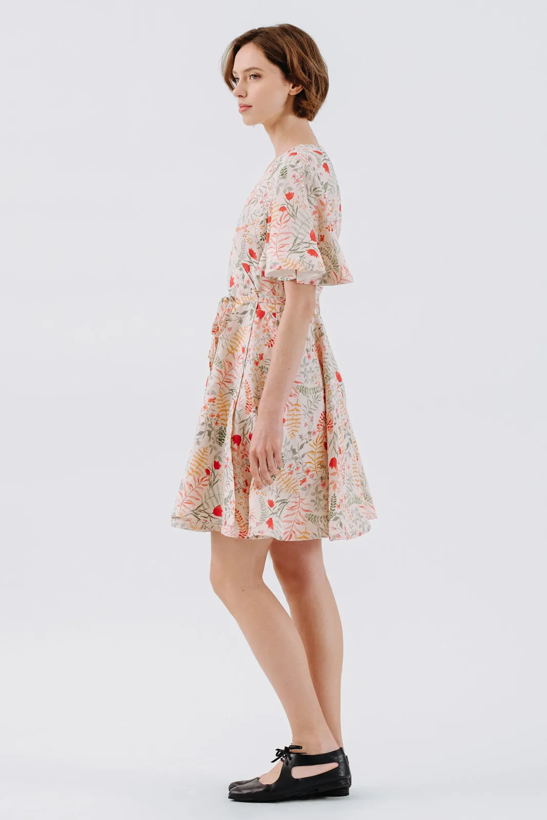 Mini Wrap Dress, Butterfly Sleeve, Whimsical Garden sold by Son de Flor product image thumbnail 5