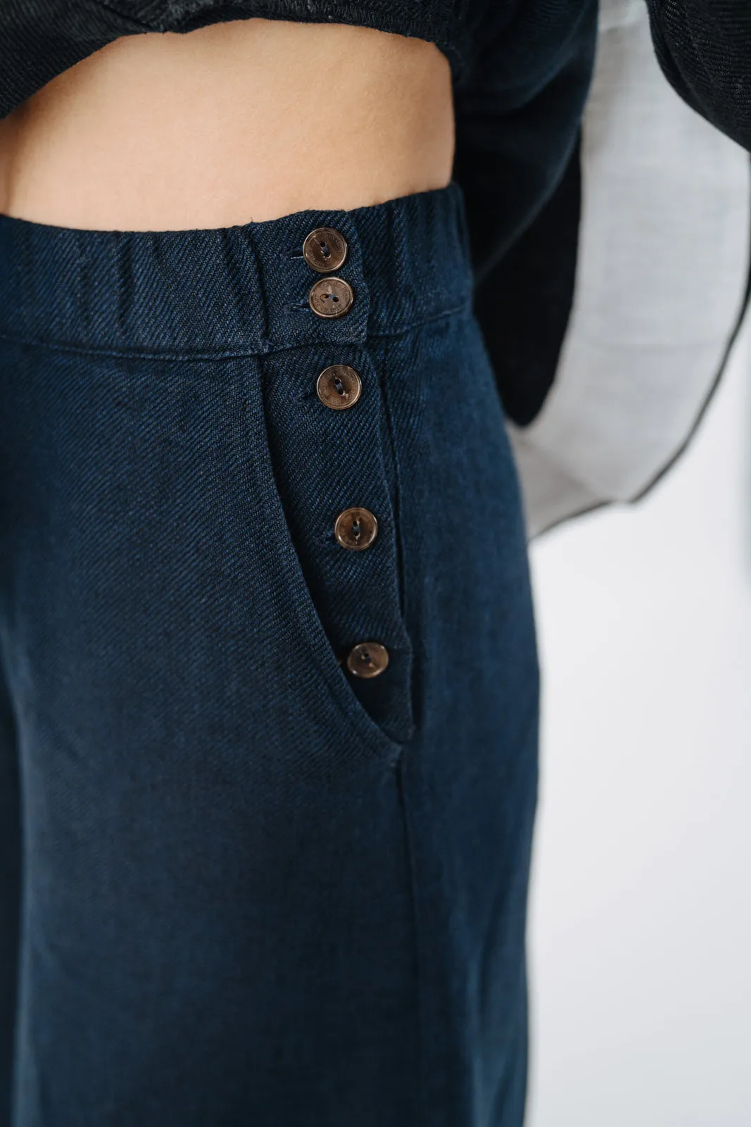 Midi Charlotte Trousers, Twill Linen, Night Navy sold by Son de Flor product image thumbnail 5