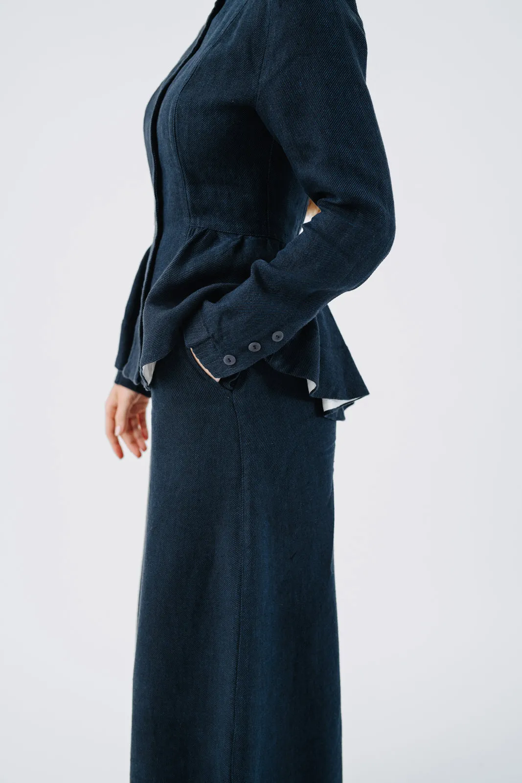 Midi Charlotte Trousers, Twill Linen, Night Navy sold by Son de Flor product image thumbnail 4