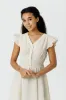 Diane Dress, Ruffle Sleeve, Hemp, Milky White sold by Son de Flor
