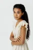 Diane Dress, Ruffle Sleeve, Hemp, Milky White sold by Son de Flor