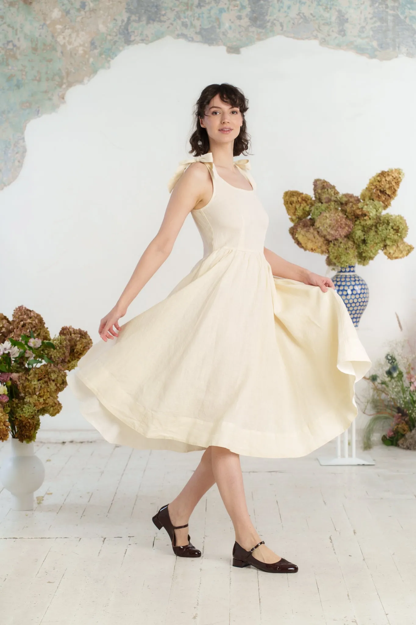 Amelia Dress, Sleeveless, Hemp, Milky White sold by Son de Flor product image thumbnail 5