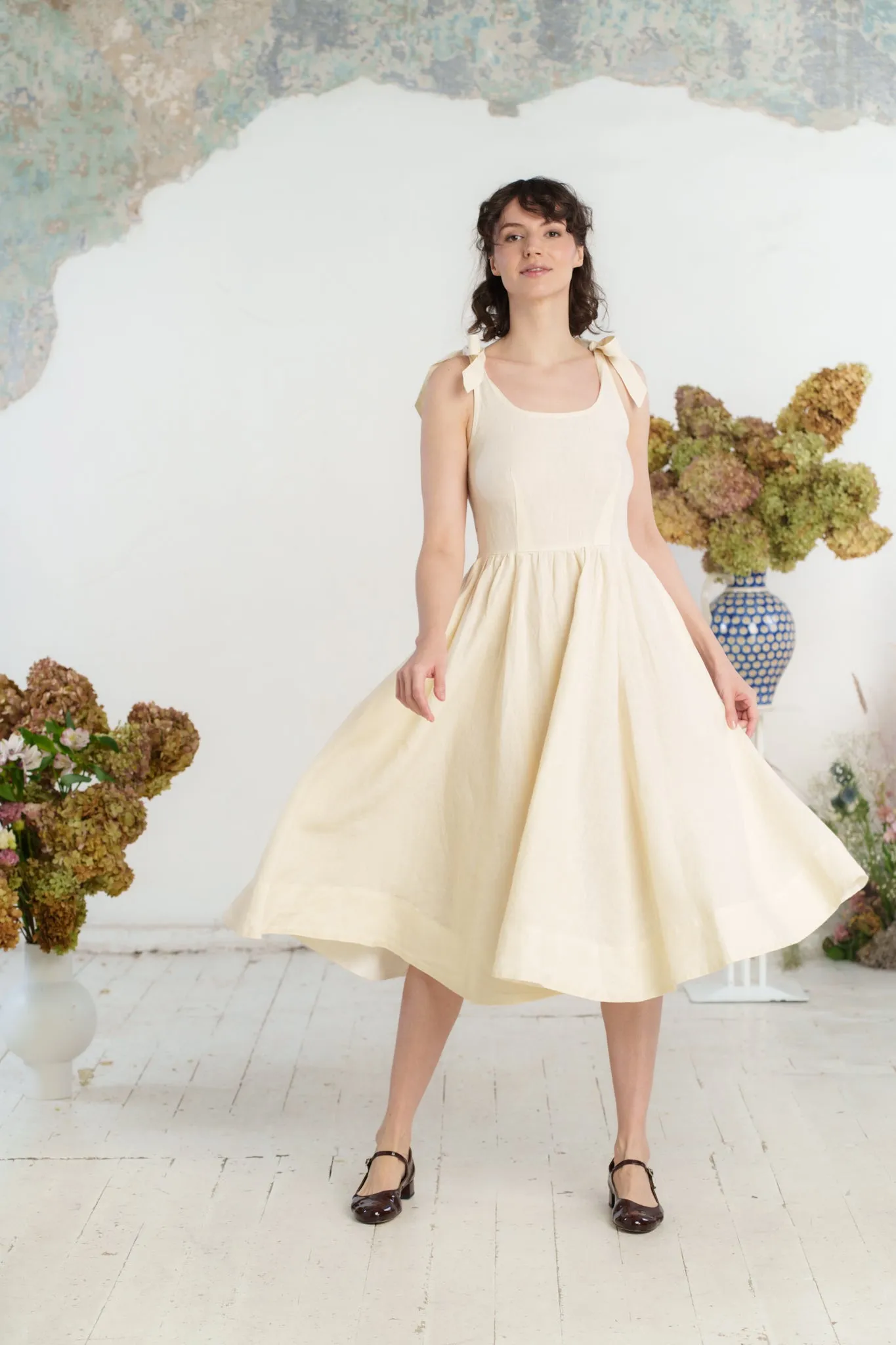 Amelia Dress, Sleeveless, Hemp, Milky White sold by Son de Flor product image thumbnail 2