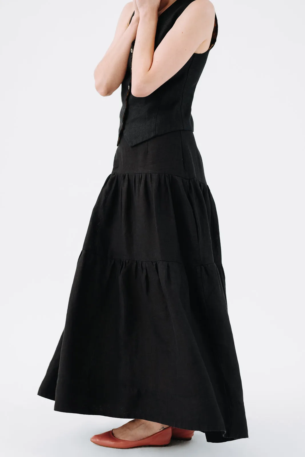 Tiered Skirt, Black Pansy sold by Son de Flor product image thumbnail 4