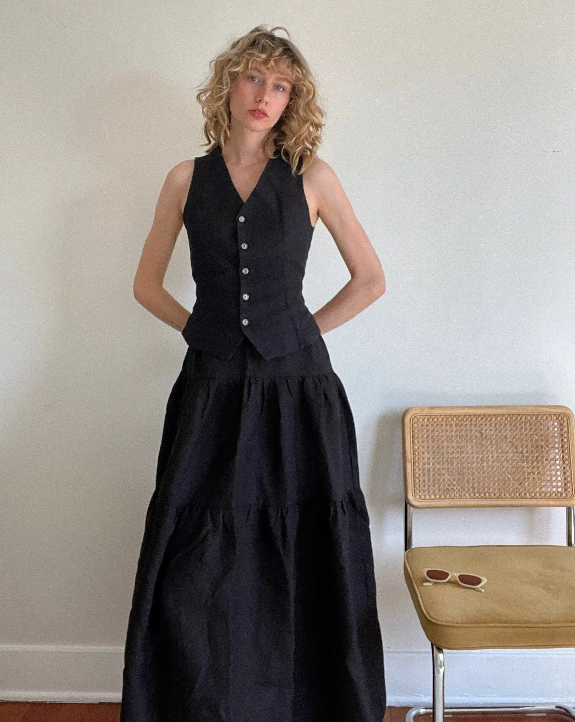 Tiered Skirt, Black Pansy sold by Son de Flor
